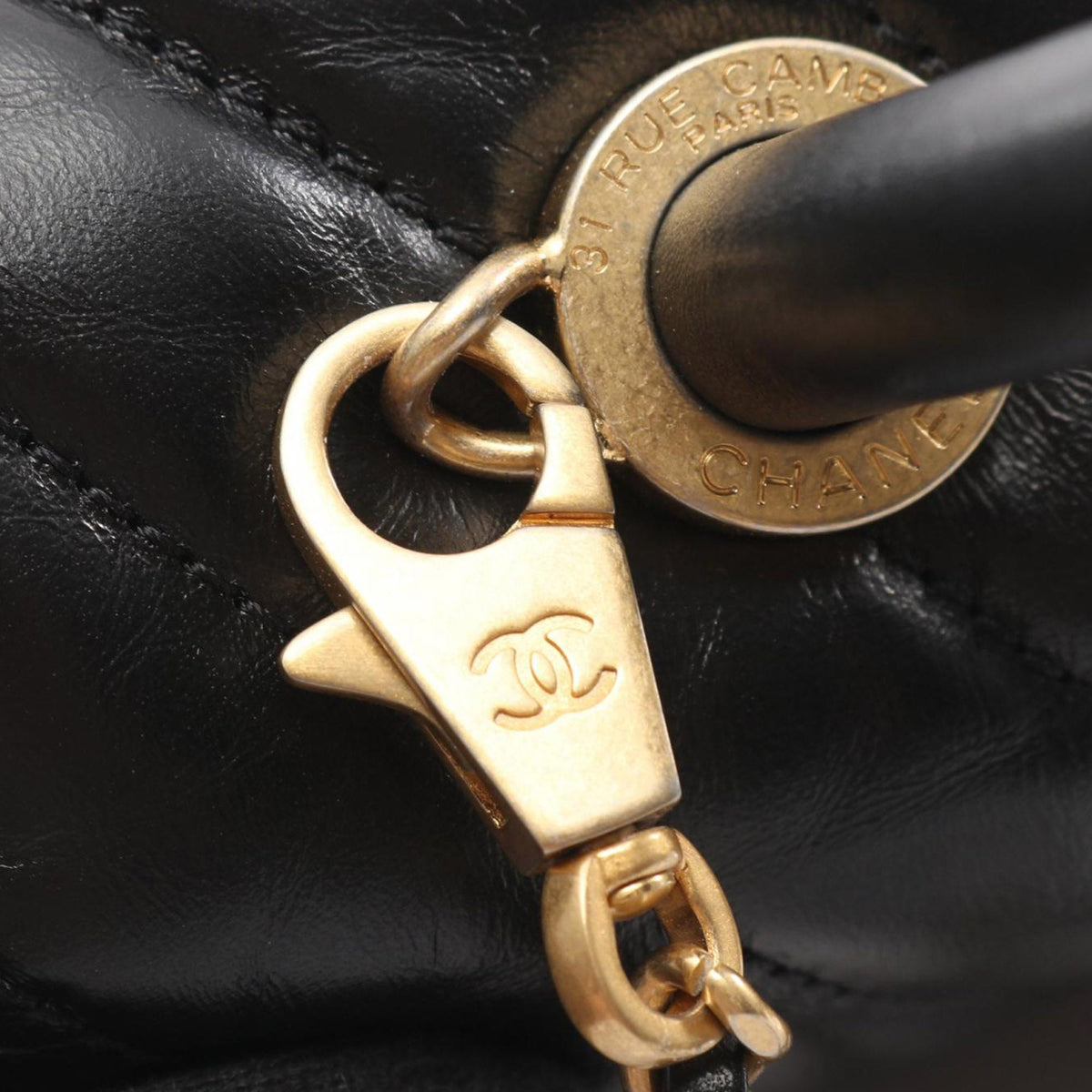 Chanel Small Chevron Aged Calfskin Coco Top Handle Bag