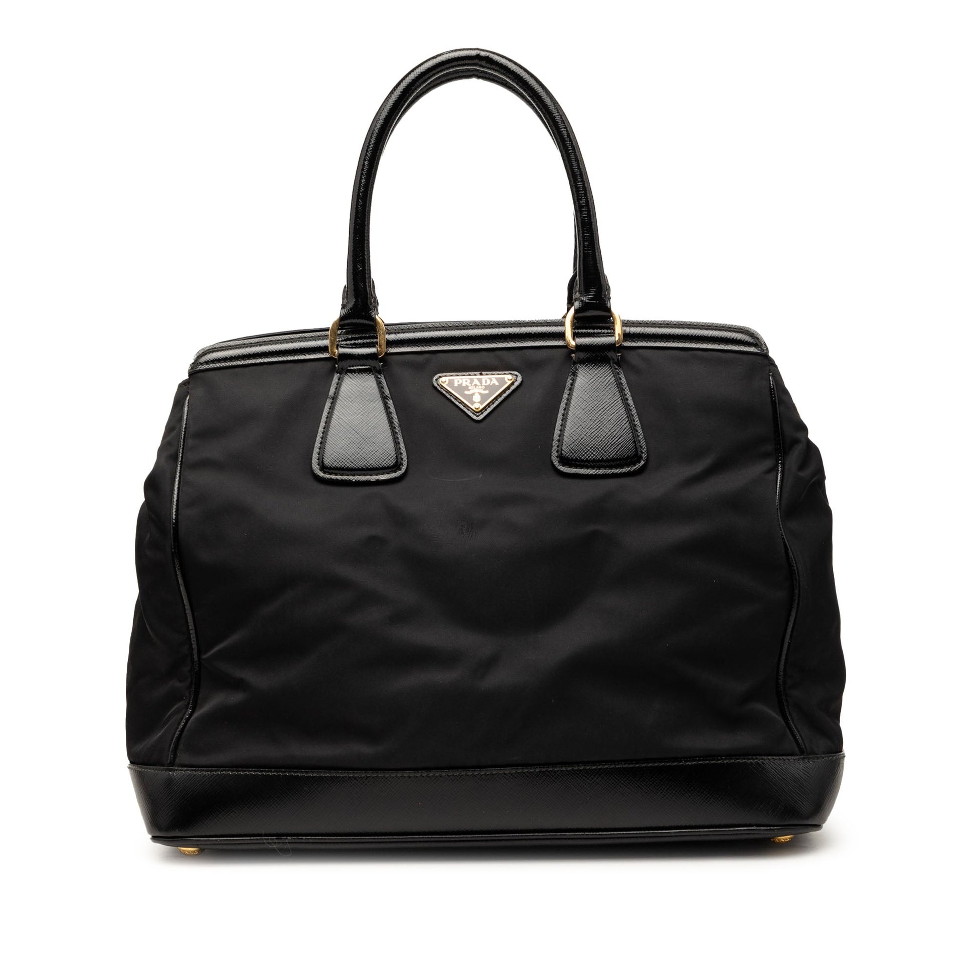 Prada Saffiano Vernice Trimmed Tessuto Parabole Tote
