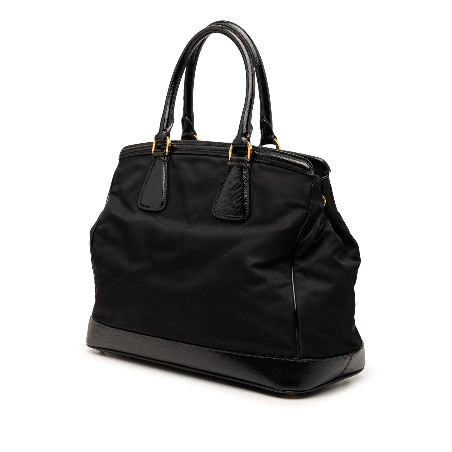 Prada Saffiano Vernice Trimmed Tessuto Parabole Tote