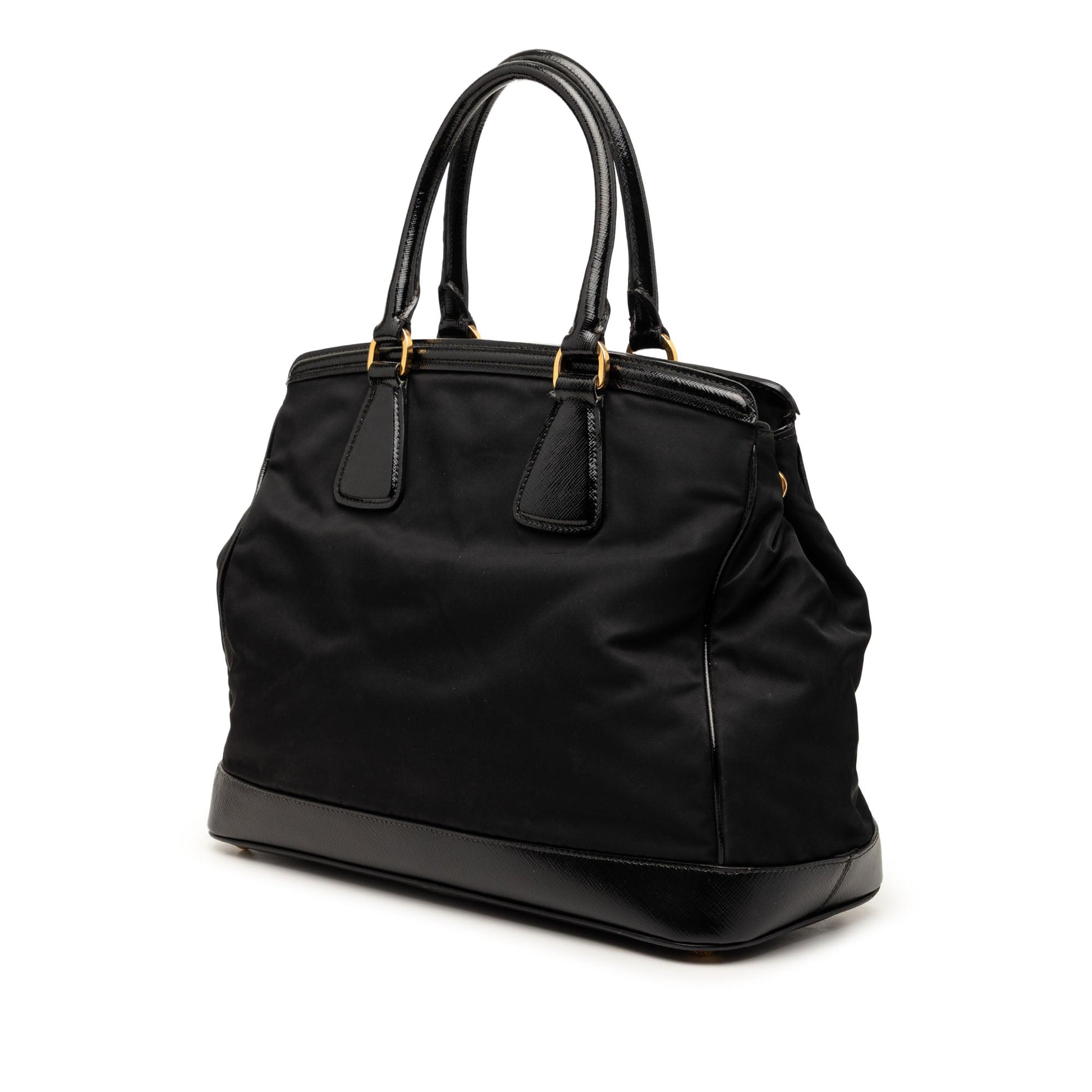 Prada Saffiano Vernice Trimmed Tessuto Parabole Tote