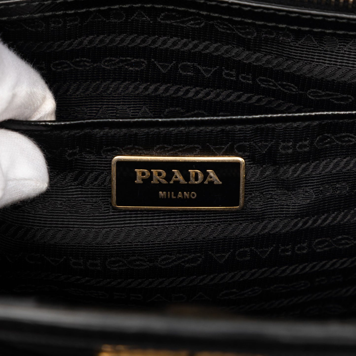 Prada Saffiano Vernice Trimmed Tessuto Parabole Tote