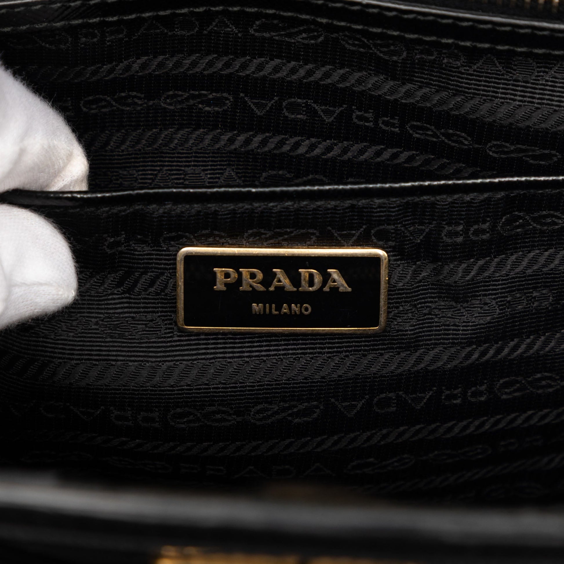 Prada Saffiano Vernice Trimmed Tessuto Parabole Tote