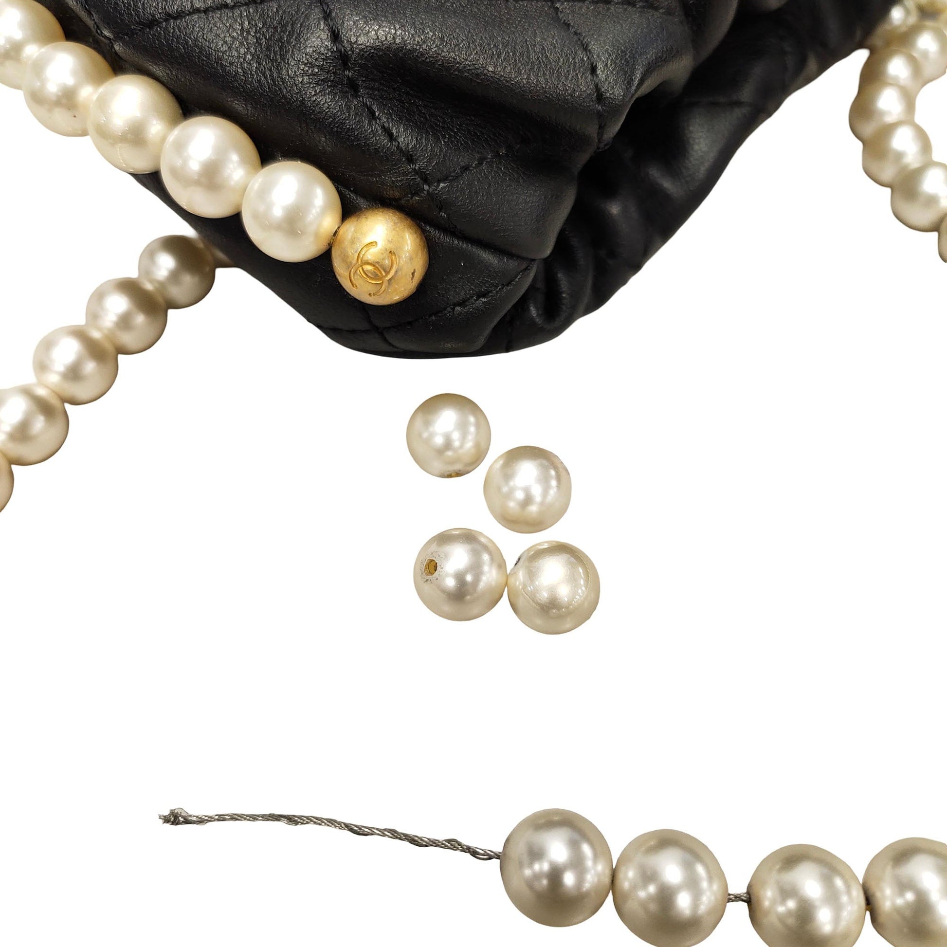Chanel Mini Quilted Calfskin About Pearls Drawstring Bucket Bag