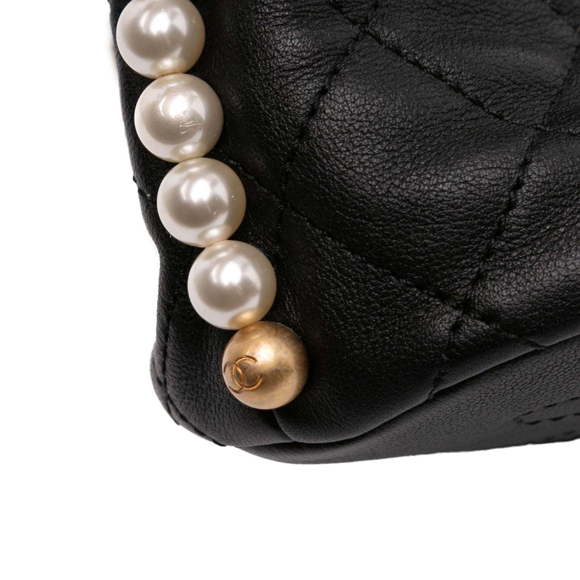 Chanel Mini Quilted Calfskin About Pearls Drawstring Bucket Bag