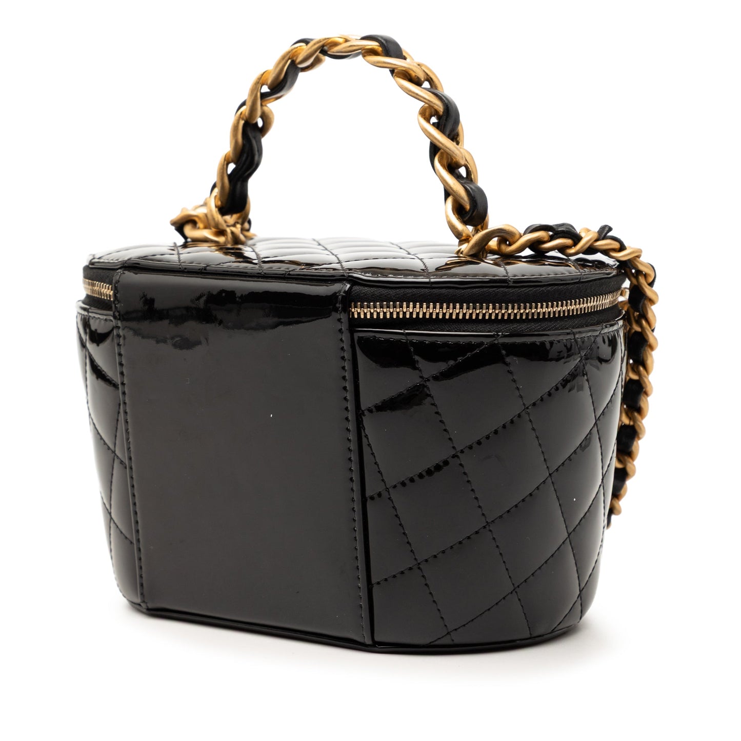 Quilted Patent Afternoon Tea Vanity Case with Chain