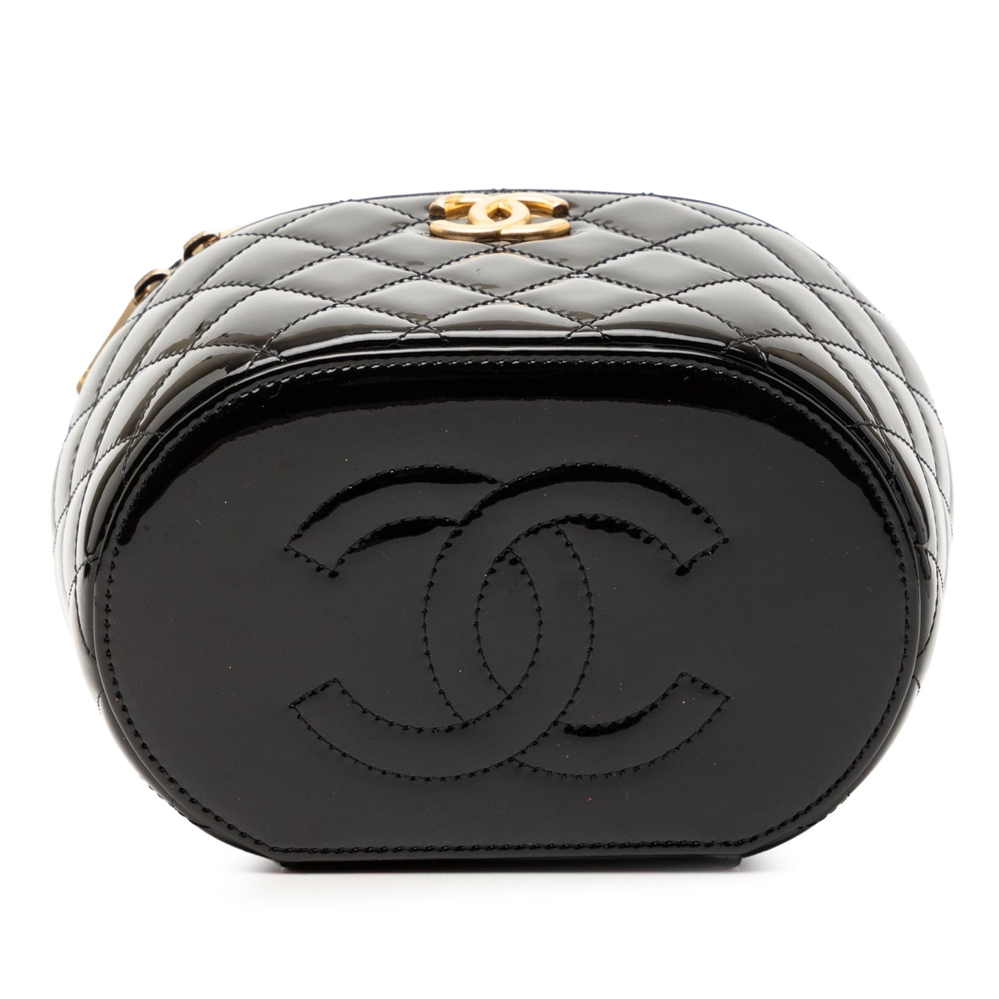Quilted Patent Afternoon Tea Vanity Case with Chain