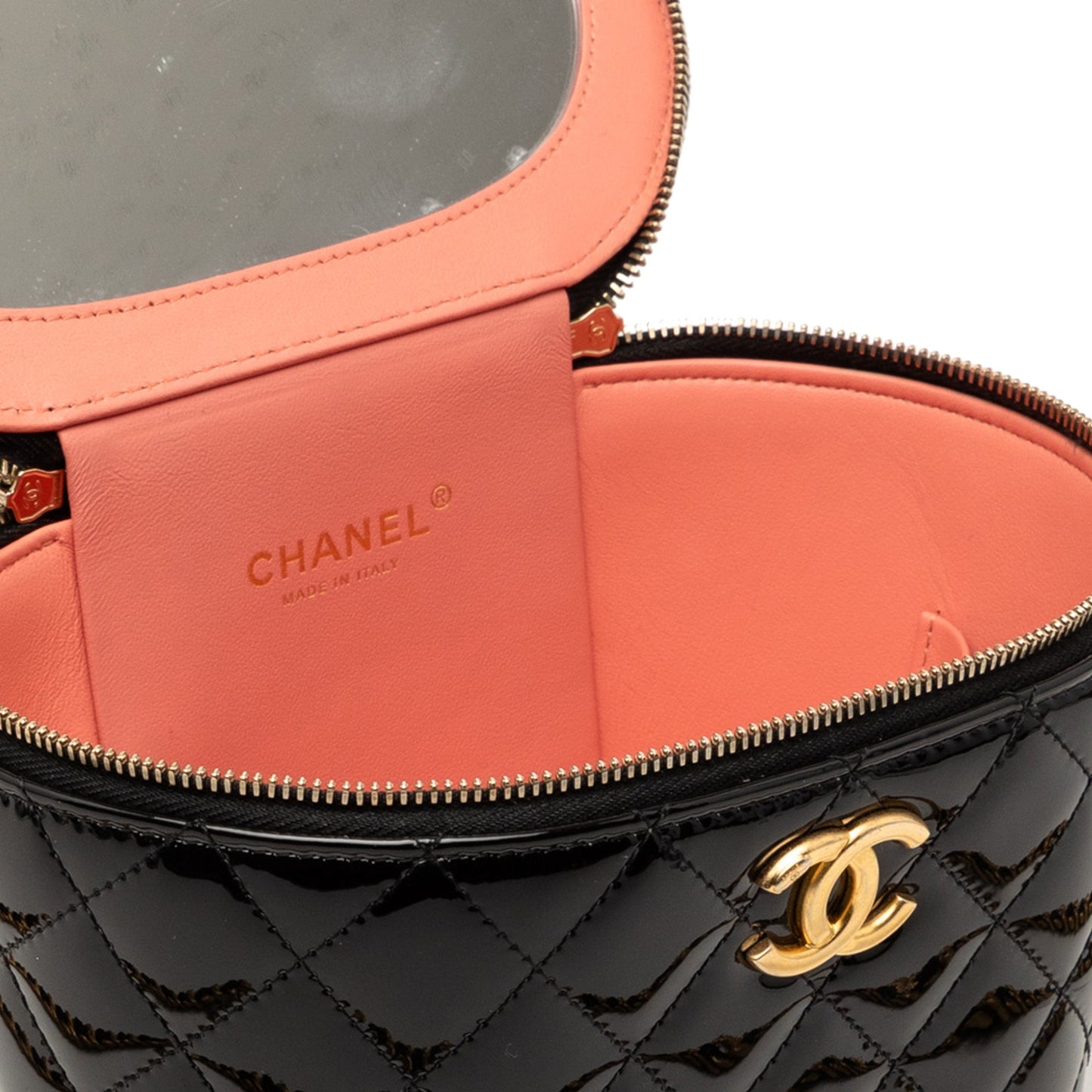 Quilted Patent Afternoon Tea Vanity Case with Chain