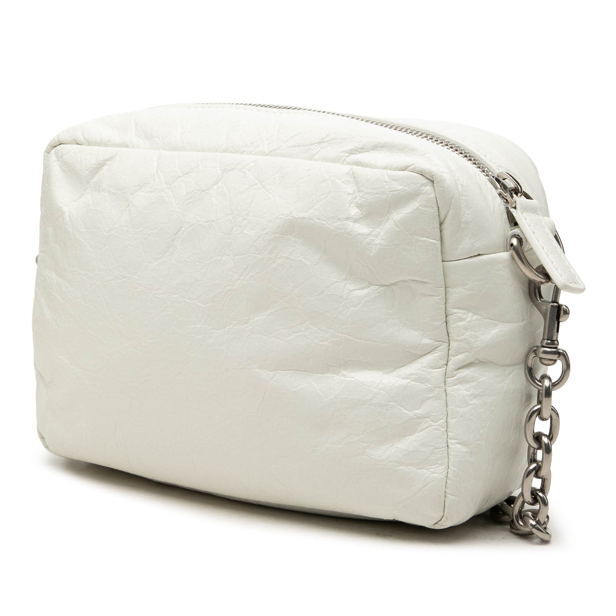 Balenciaga Calfskin Monaco Chain Camera Bag XS — White