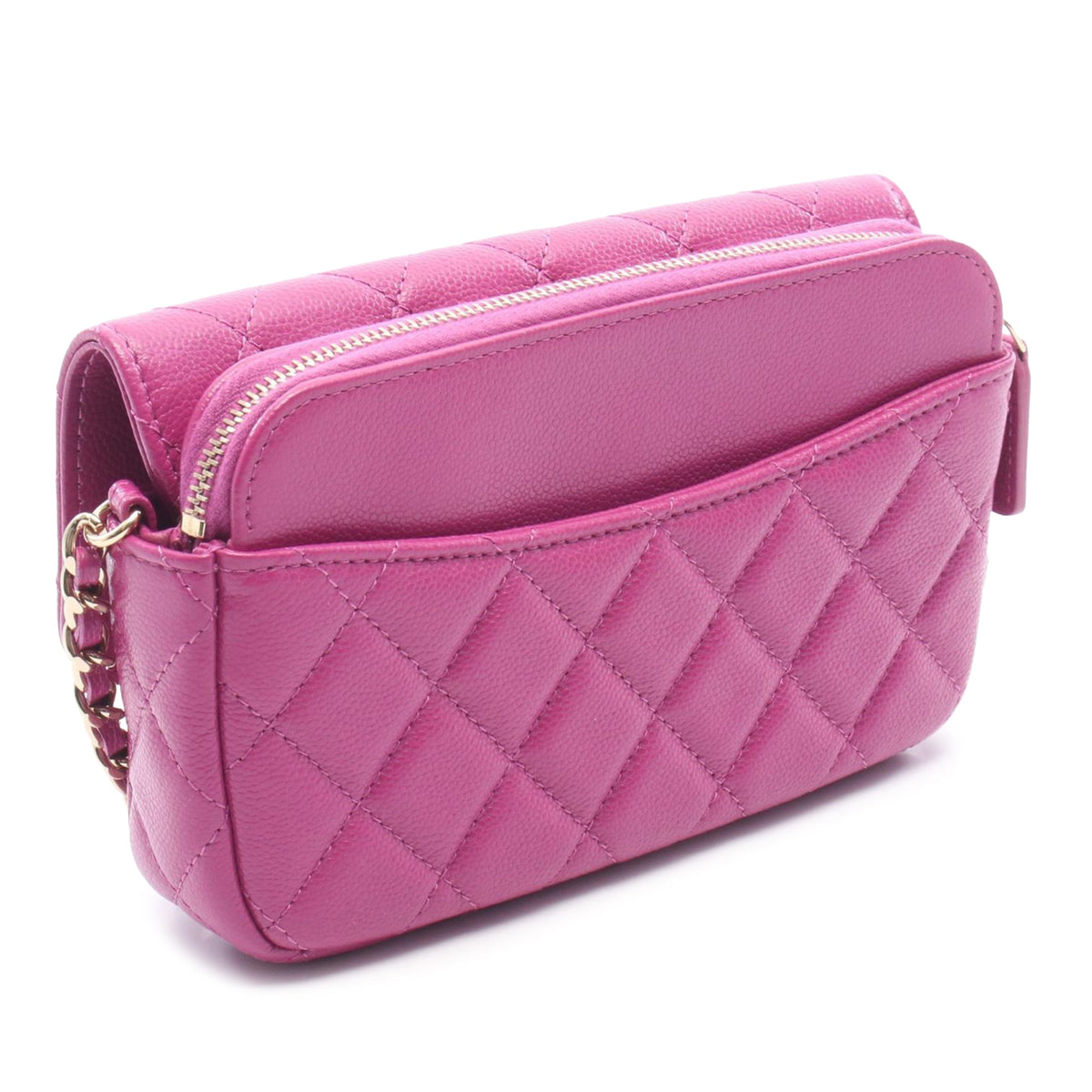 Chanel CC Quilted Caviar Flap Phone Holder Wallet on Chain