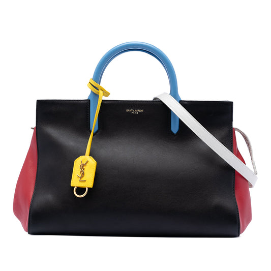 Small Tricolor Smooth Calfskin Cabas Rive Gauche Satchel