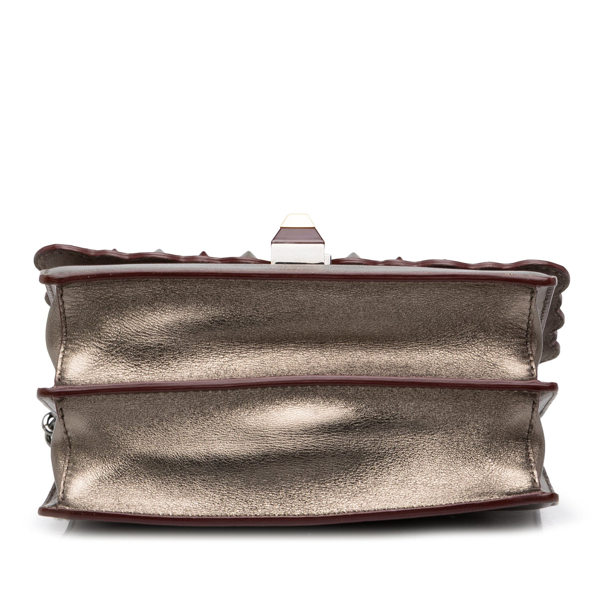 Fendi Mini Scalloped Metallic Studded Leather Kan I Crossbody — Gold