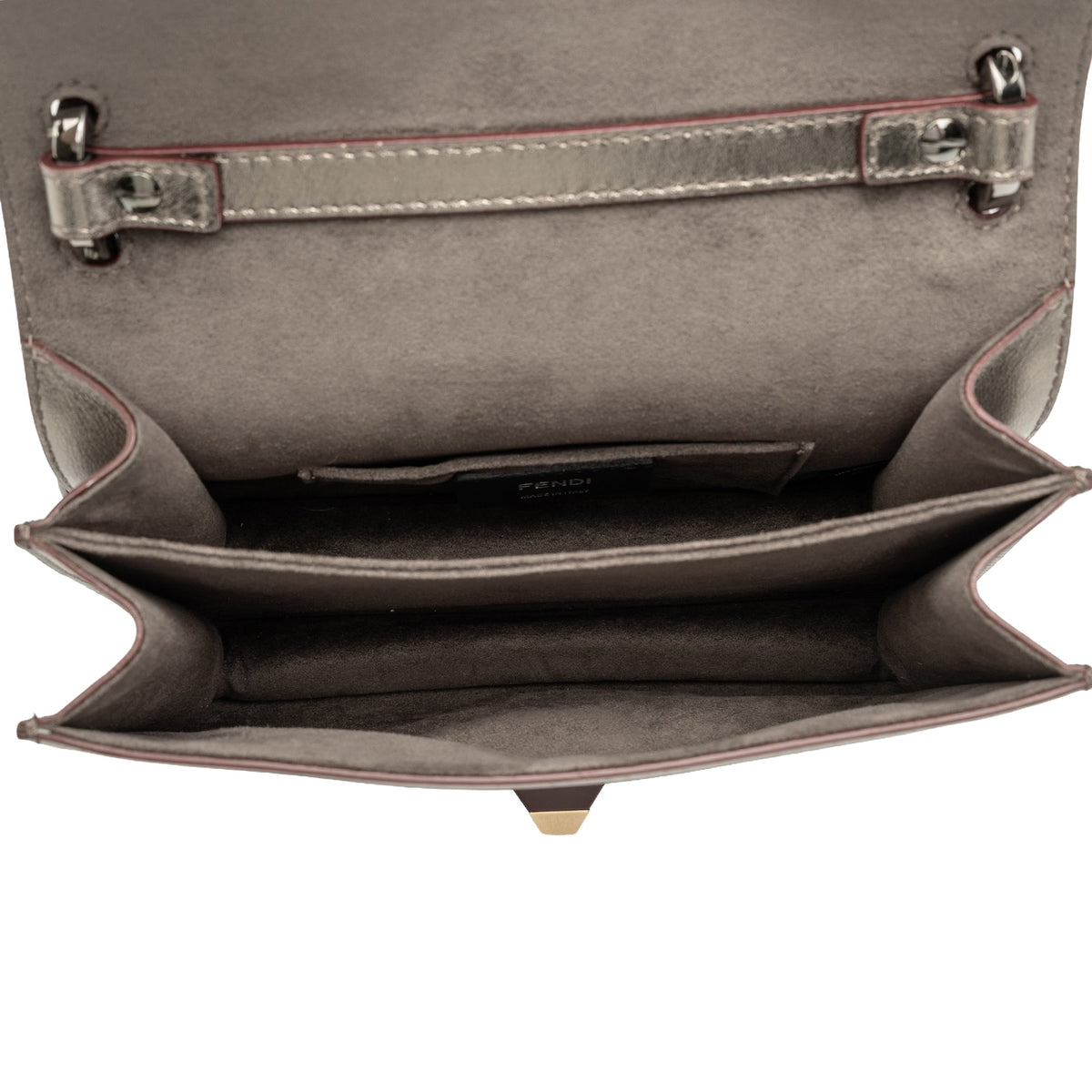 Fendi Mini Scalloped Metallic Studded Leather Kan I Crossbody — Gold
