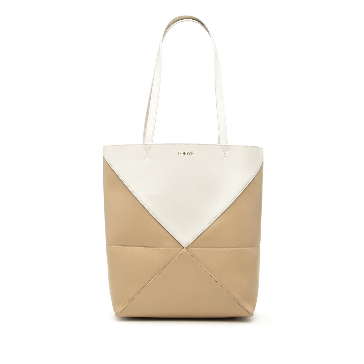 LOEWE Medium Bicolor Shiny Calfskin Puzzle Fold Tote