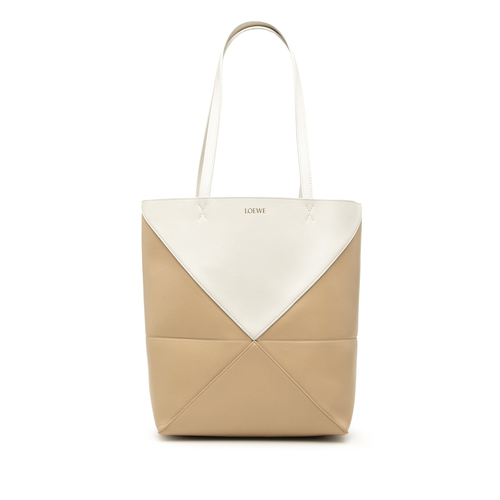 LOEWE Medium Bicolor Shiny Calfskin Puzzle Fold Tote