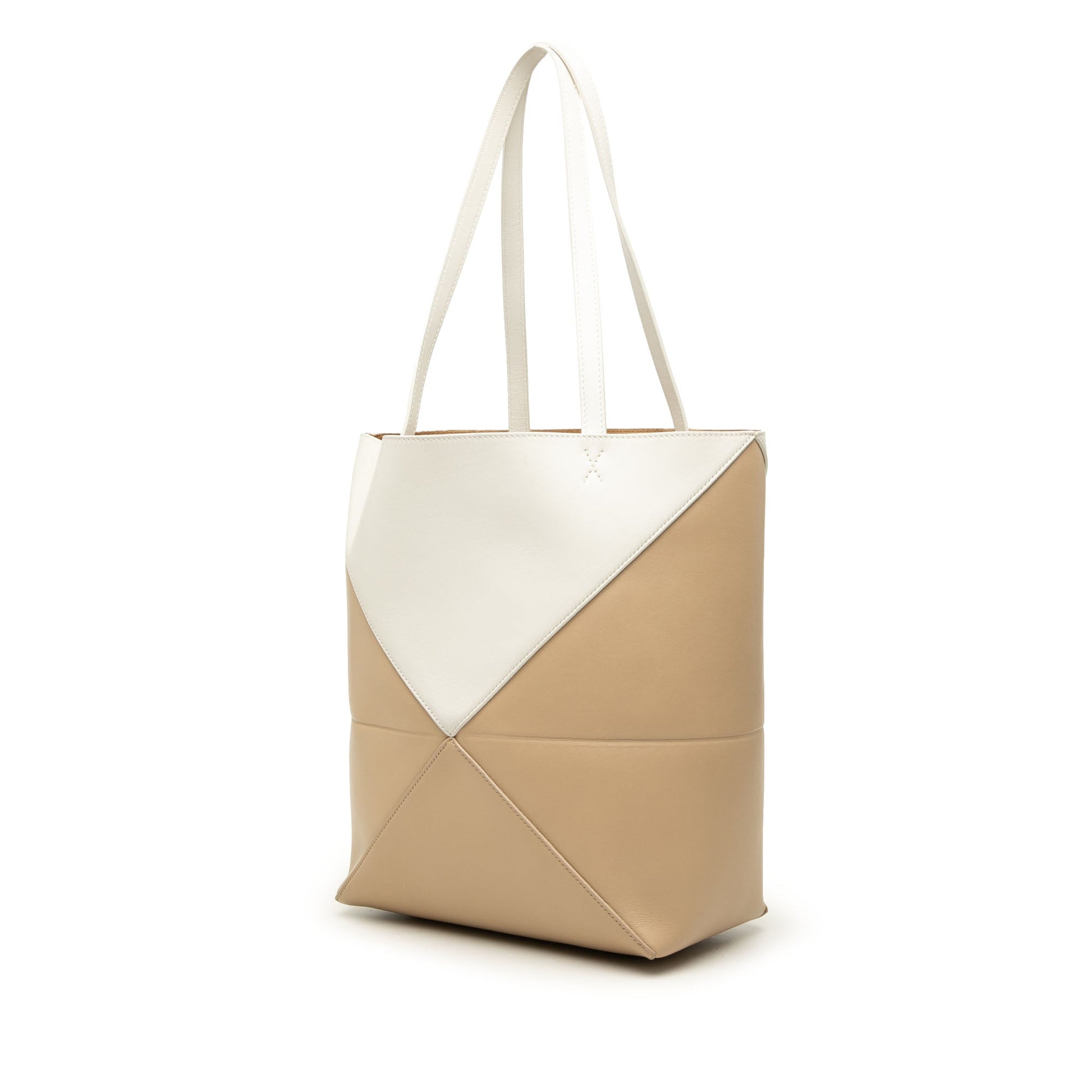 LOEWE Medium Bicolor Shiny Calfskin Puzzle Fold Tote