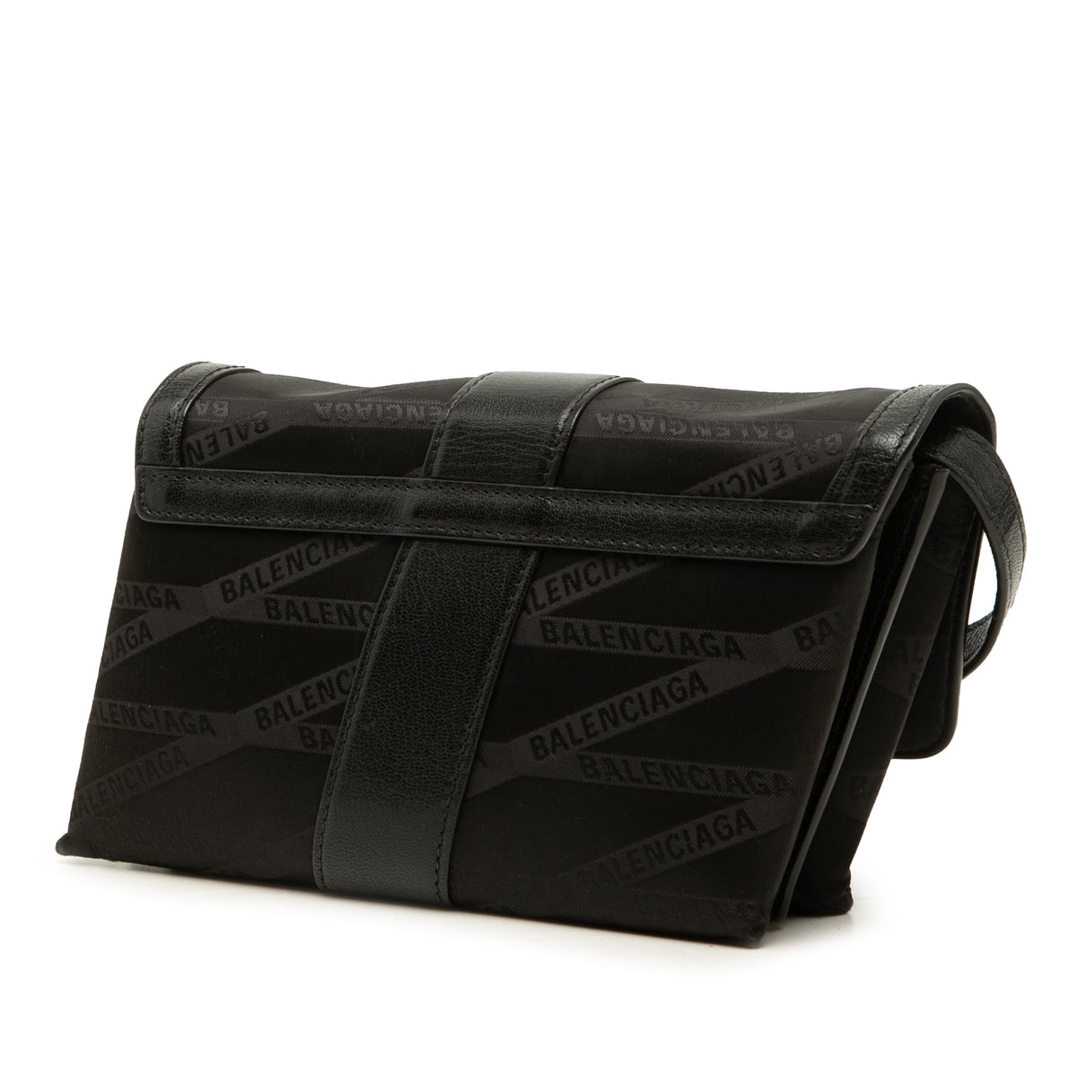 Balenciaga Nylon BB Monogram Shift Wallet on Strap — Black