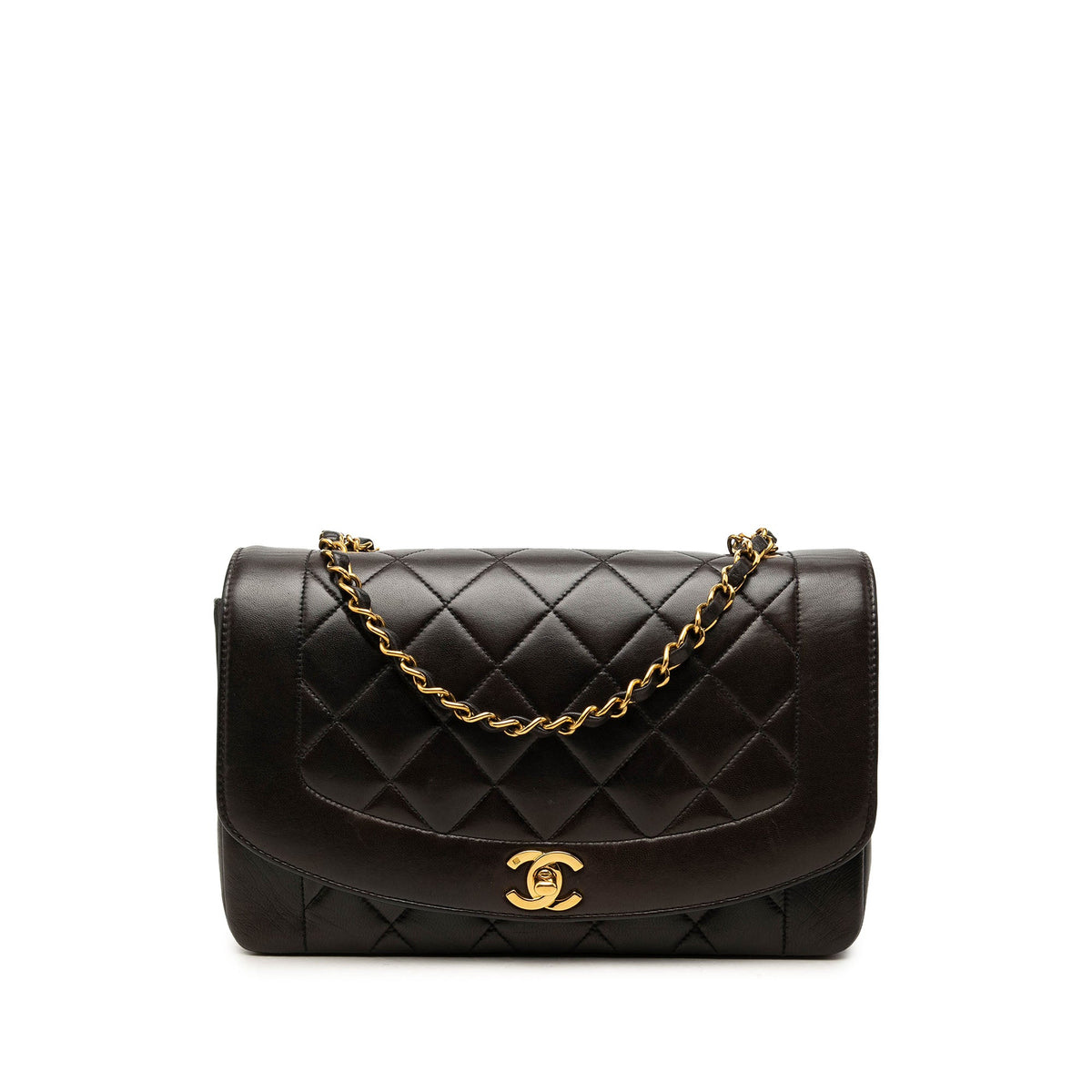 Chanel Medium Lambskin Diana Flap — Black