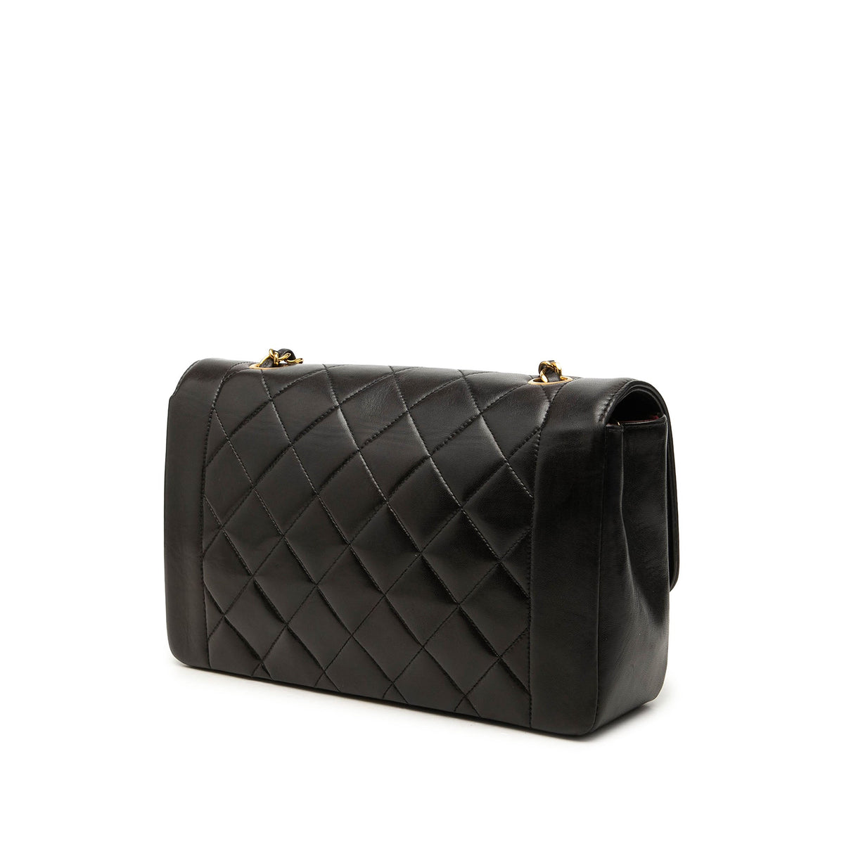 Chanel Medium Lambskin Diana Flap — Black