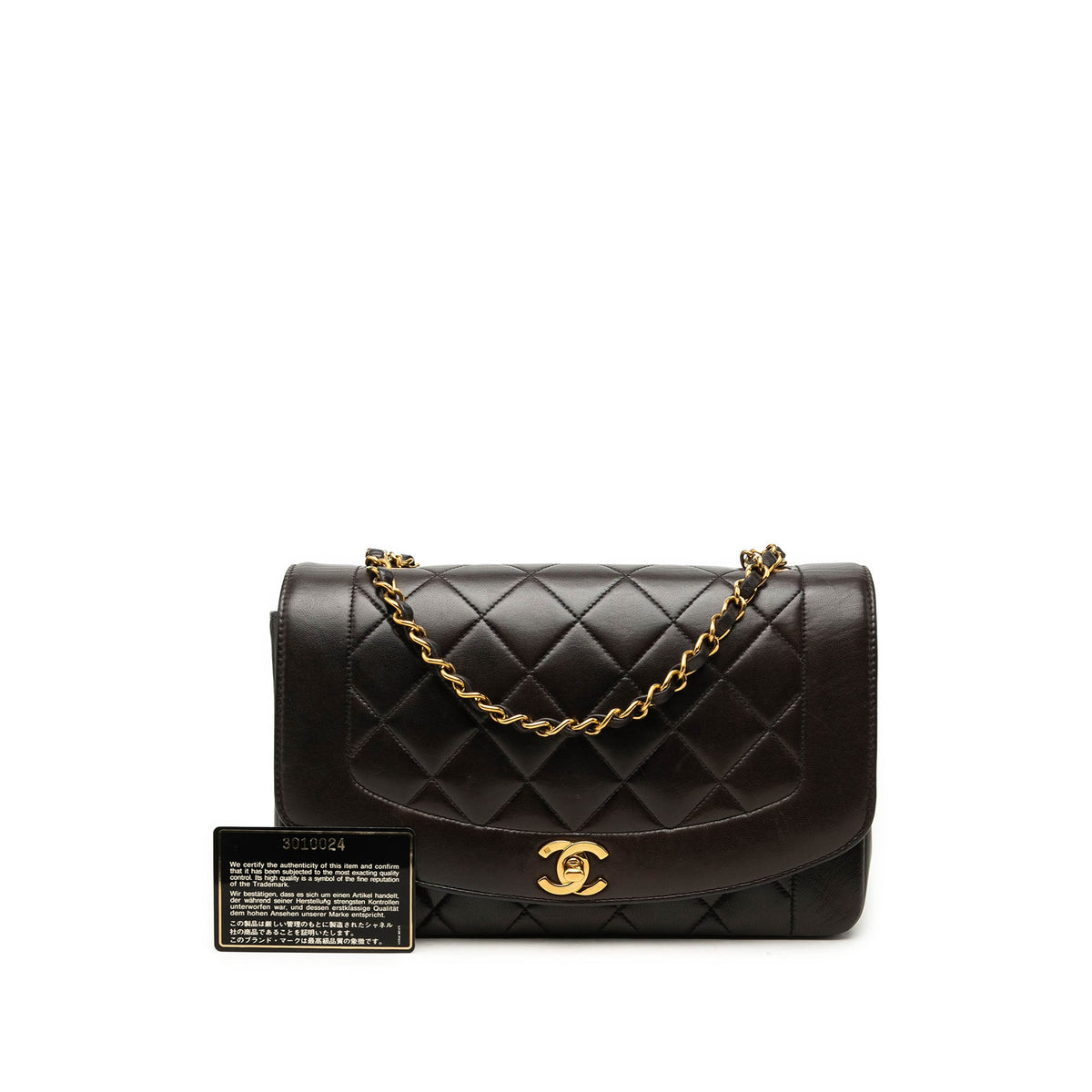 Chanel Medium Lambskin Diana Flap — Black