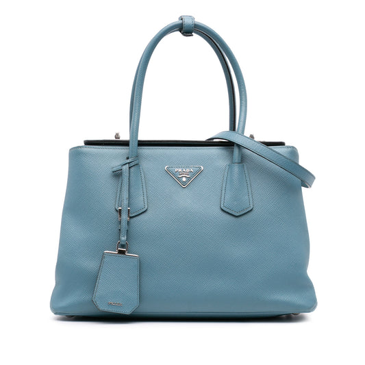 Prada Saffiano Cuir Turnlock Twin Satchel