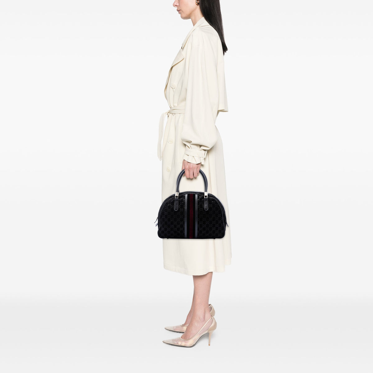 Gucci GG Suede Web Dome Handbag