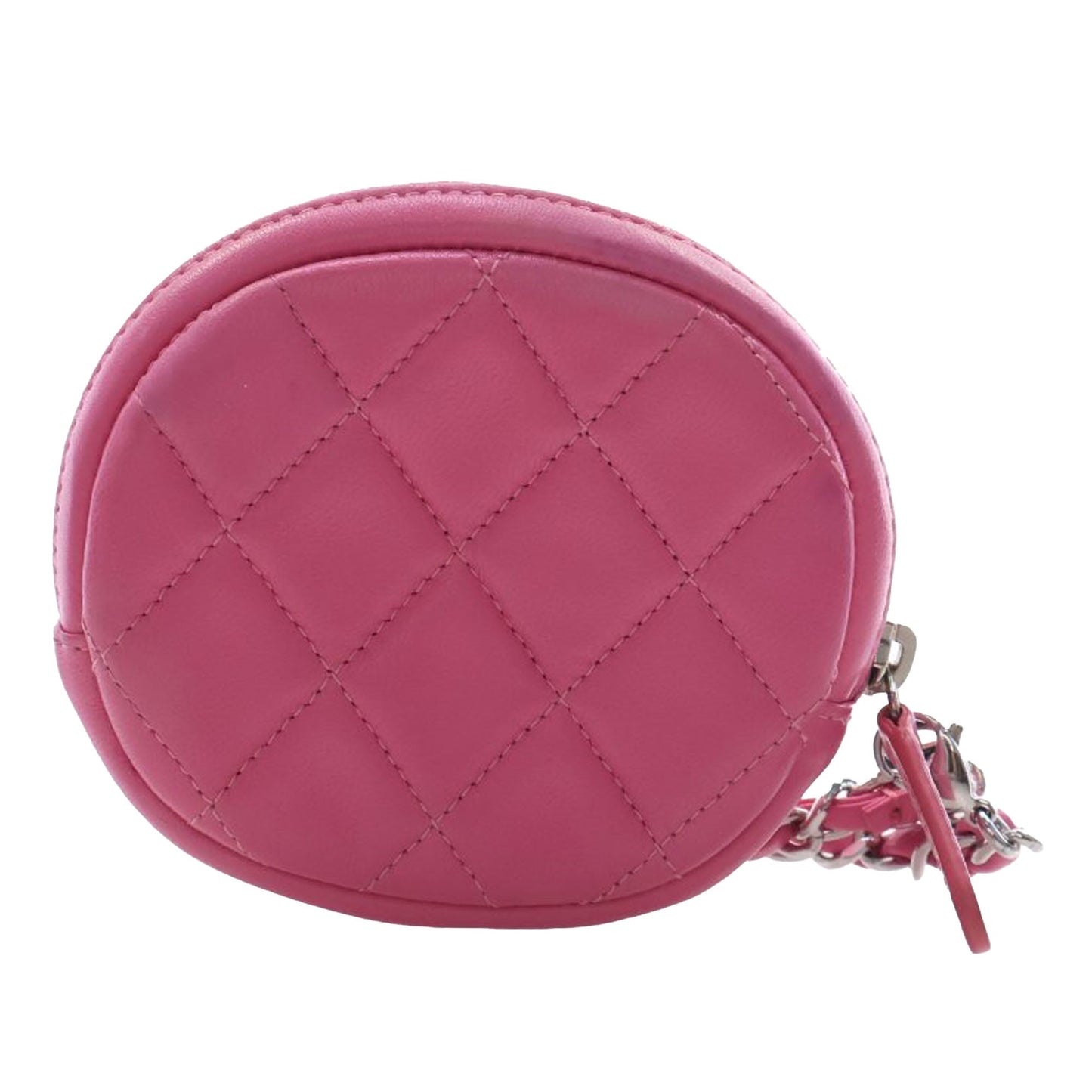 Chanel CC Quilted Lambskin Zip Around Coin Pouch with Chain