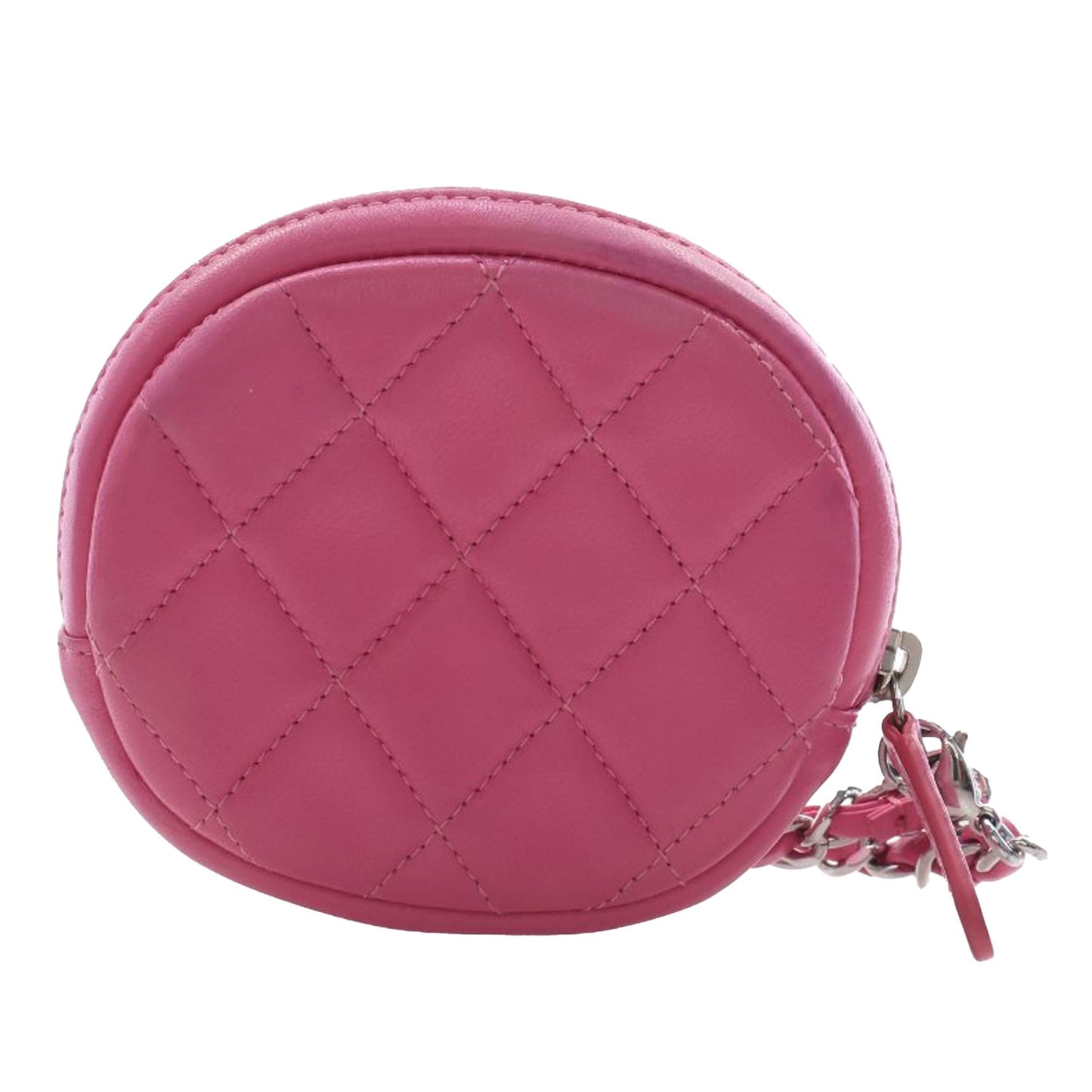 Chanel CC Quilted Lambskin Zip Around Coin Pouch with Chain