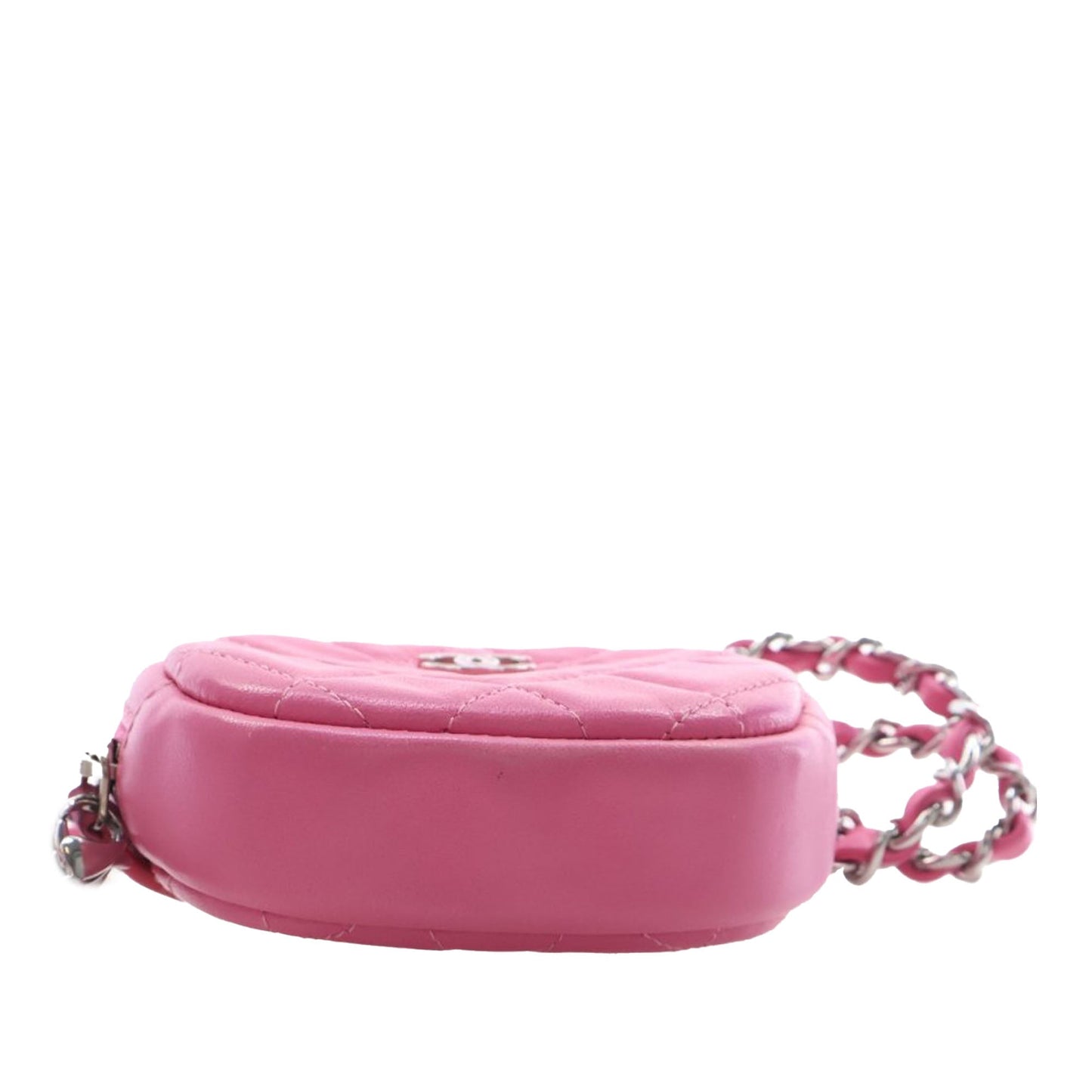 Chanel CC Quilted Lambskin Zip Around Coin Pouch with Chain