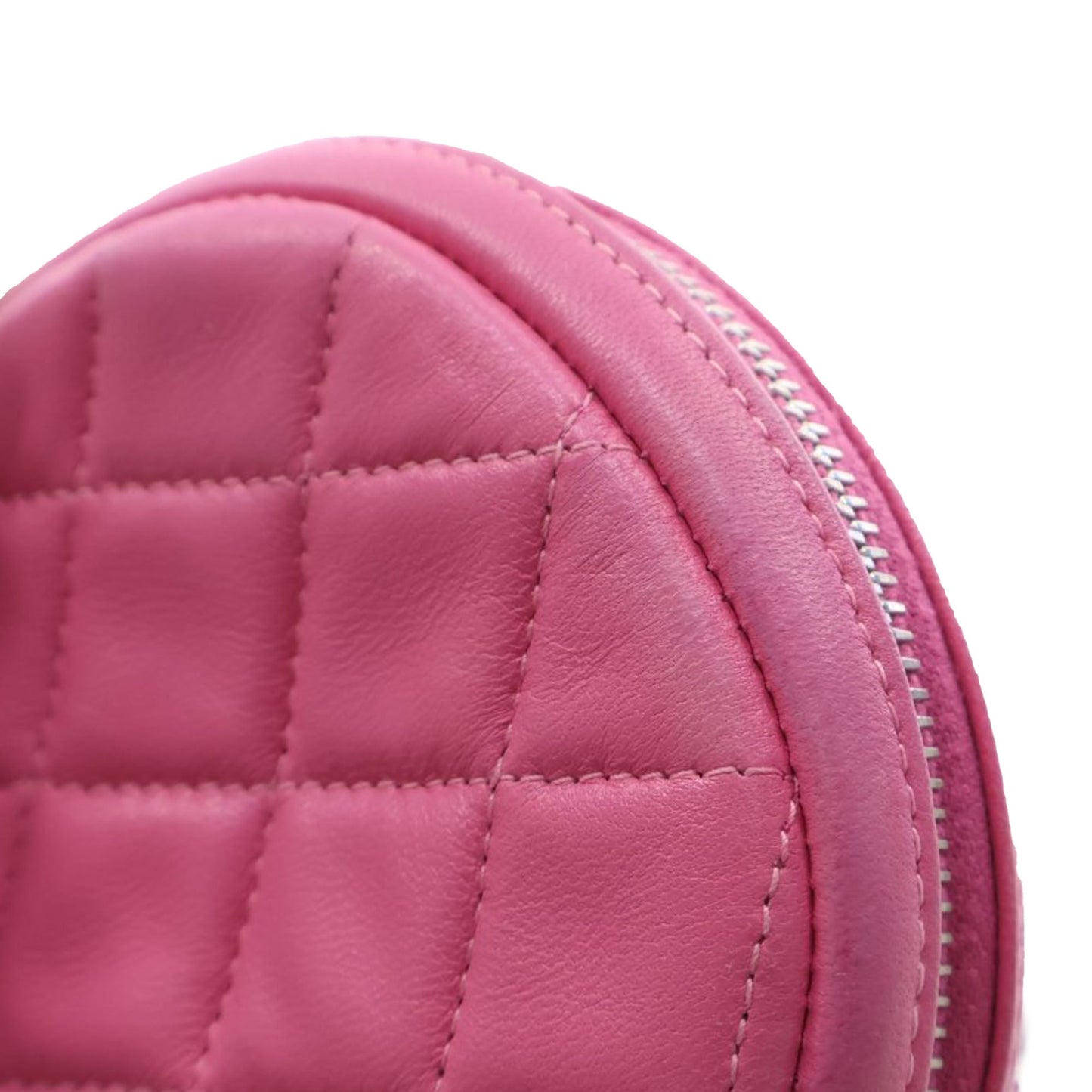Chanel CC Quilted Lambskin Zip Around Coin Pouch with Chain