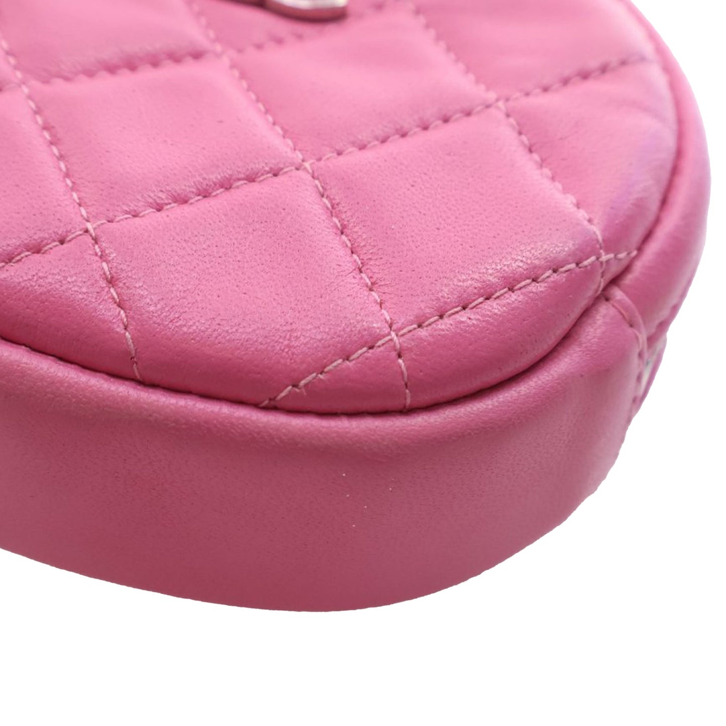 Chanel CC Quilted Lambskin Zip Around Coin Pouch with Chain