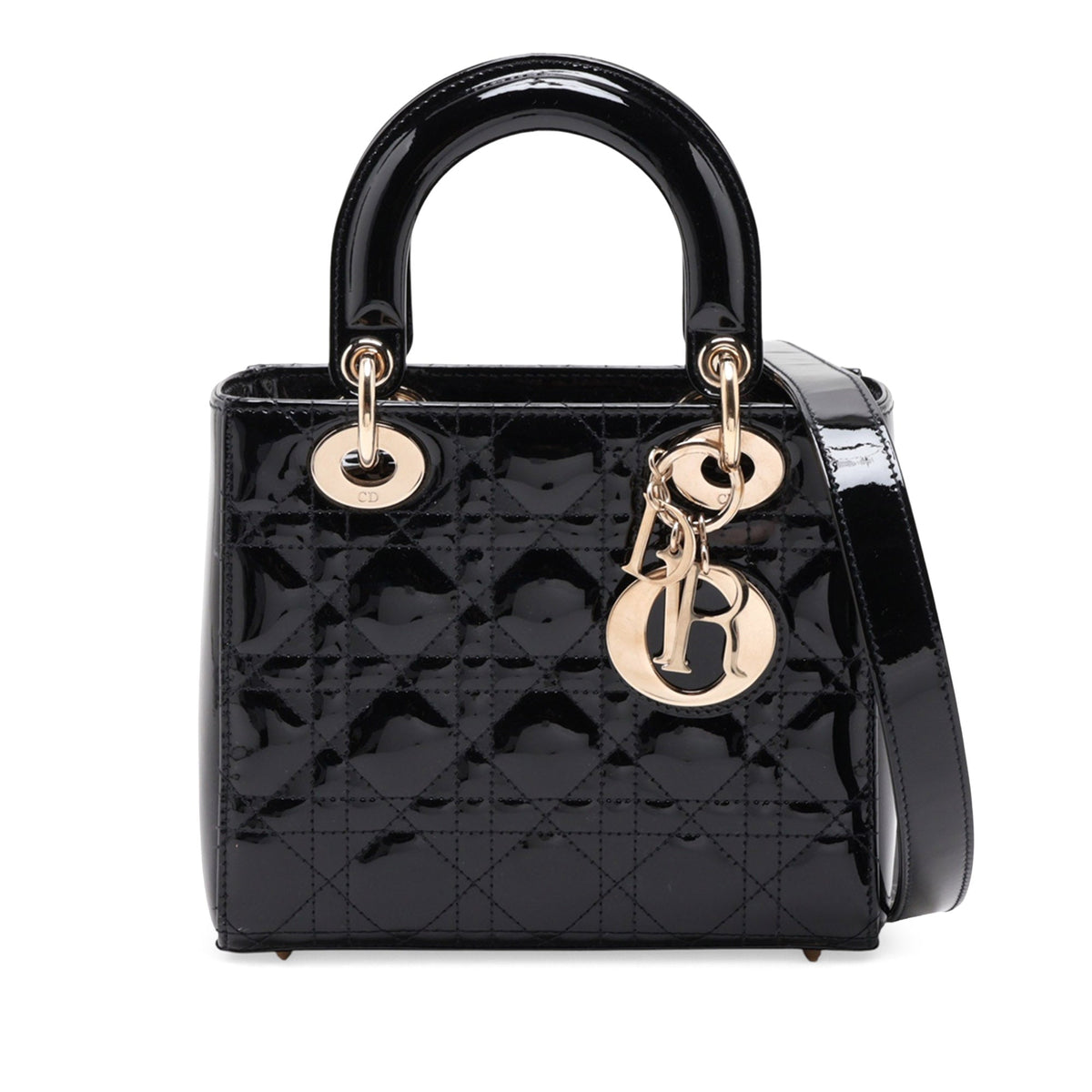 Dior Small Patent Cannage Lady Dior — Black