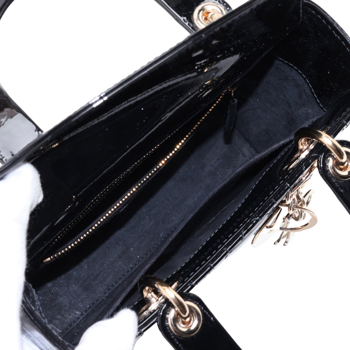 Dior Small Patent Cannage Lady Dior — Black