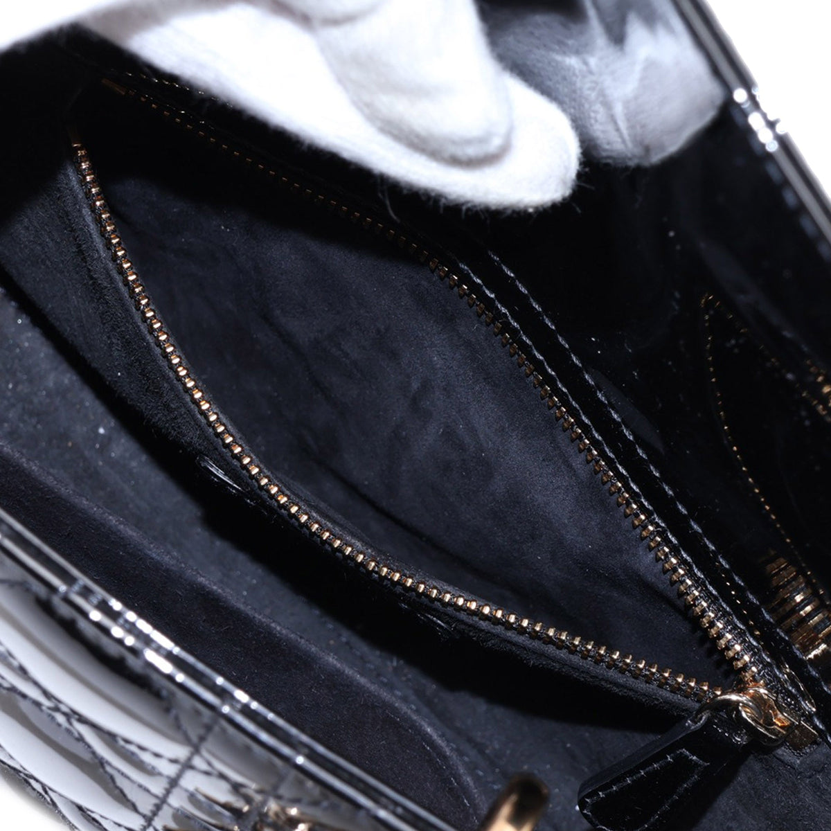 Dior Small Patent Cannage Lady Dior — Black