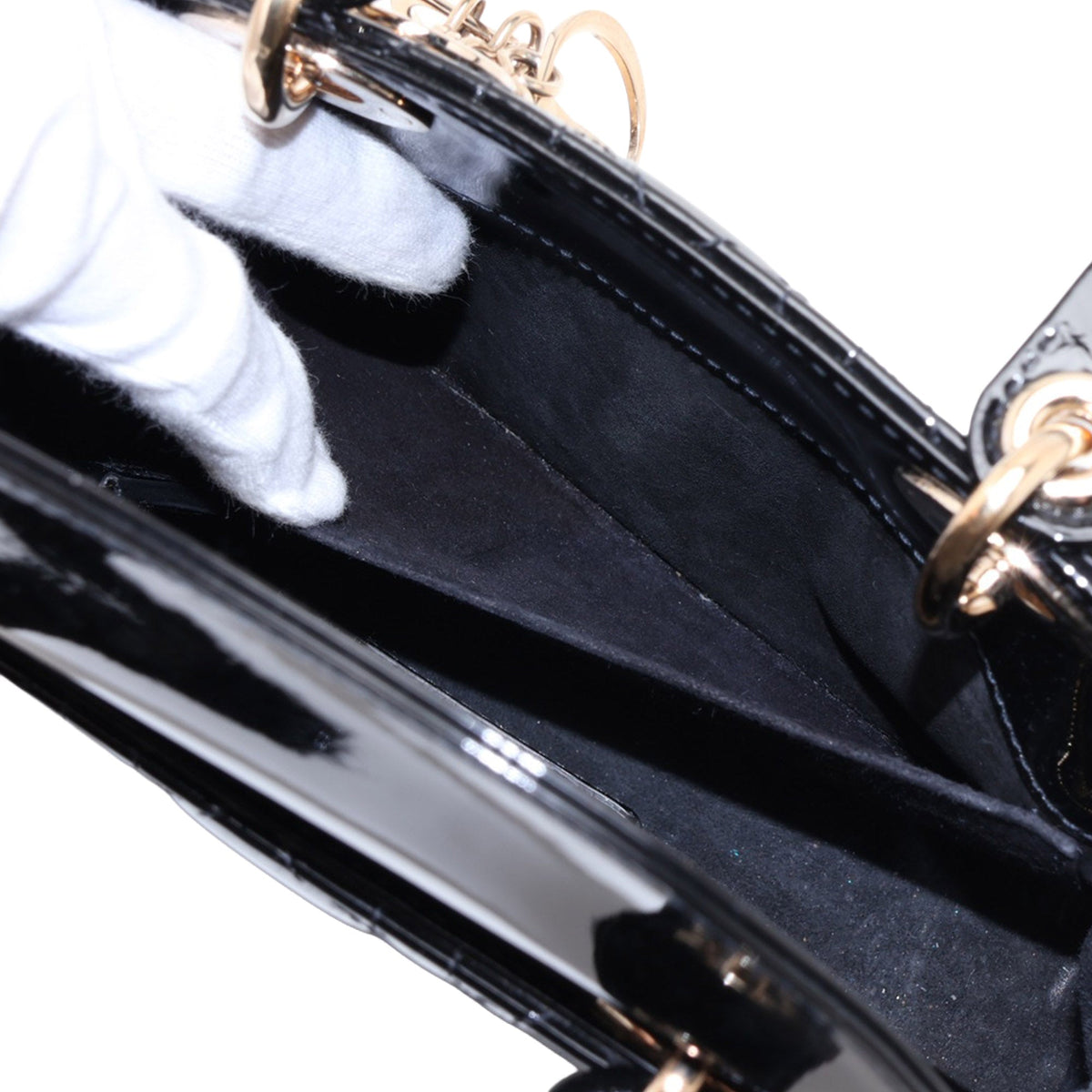 Dior Small Patent Cannage Lady Dior — Black