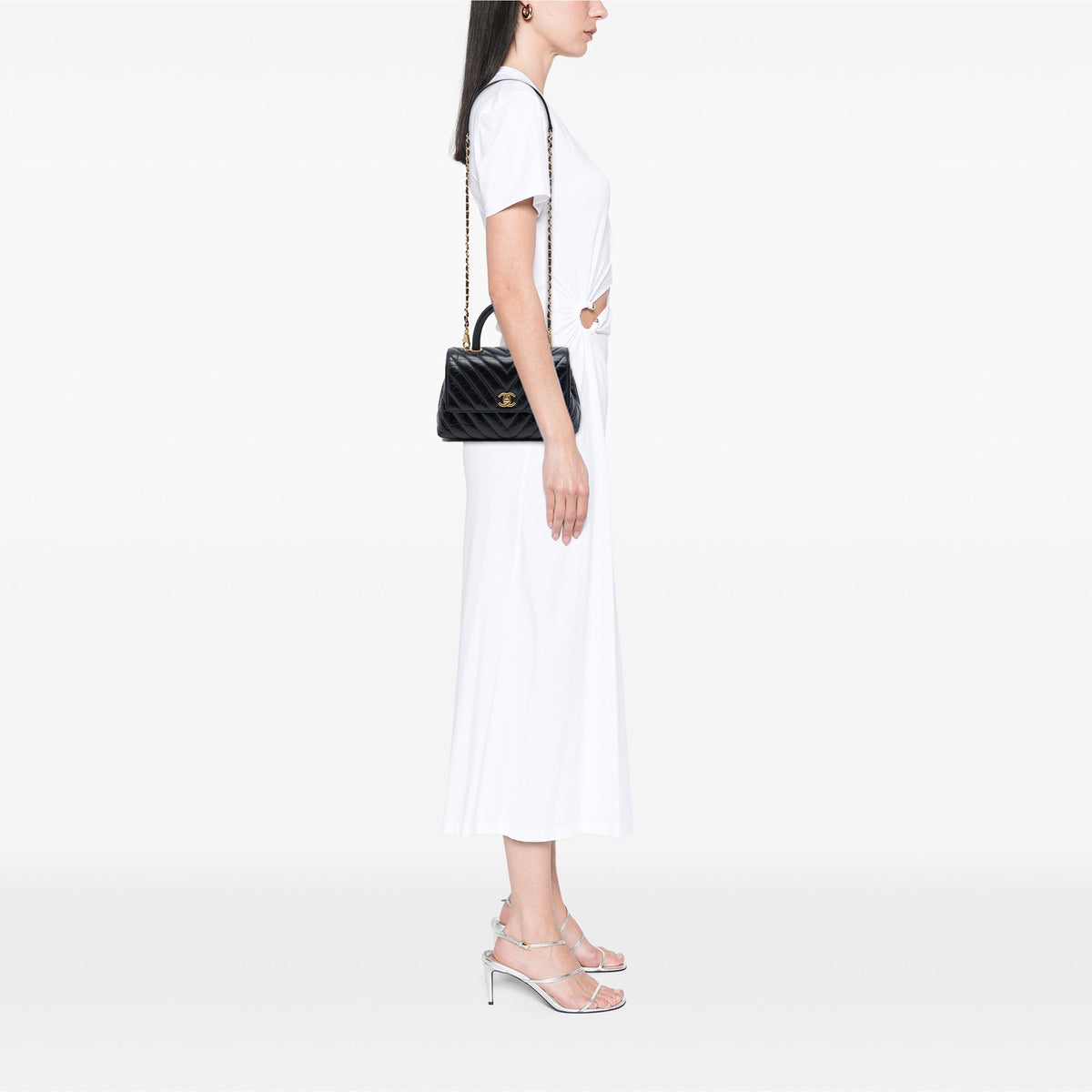 Chanel Mini Chevron Aged Calfskin Coco Top Handle Bag