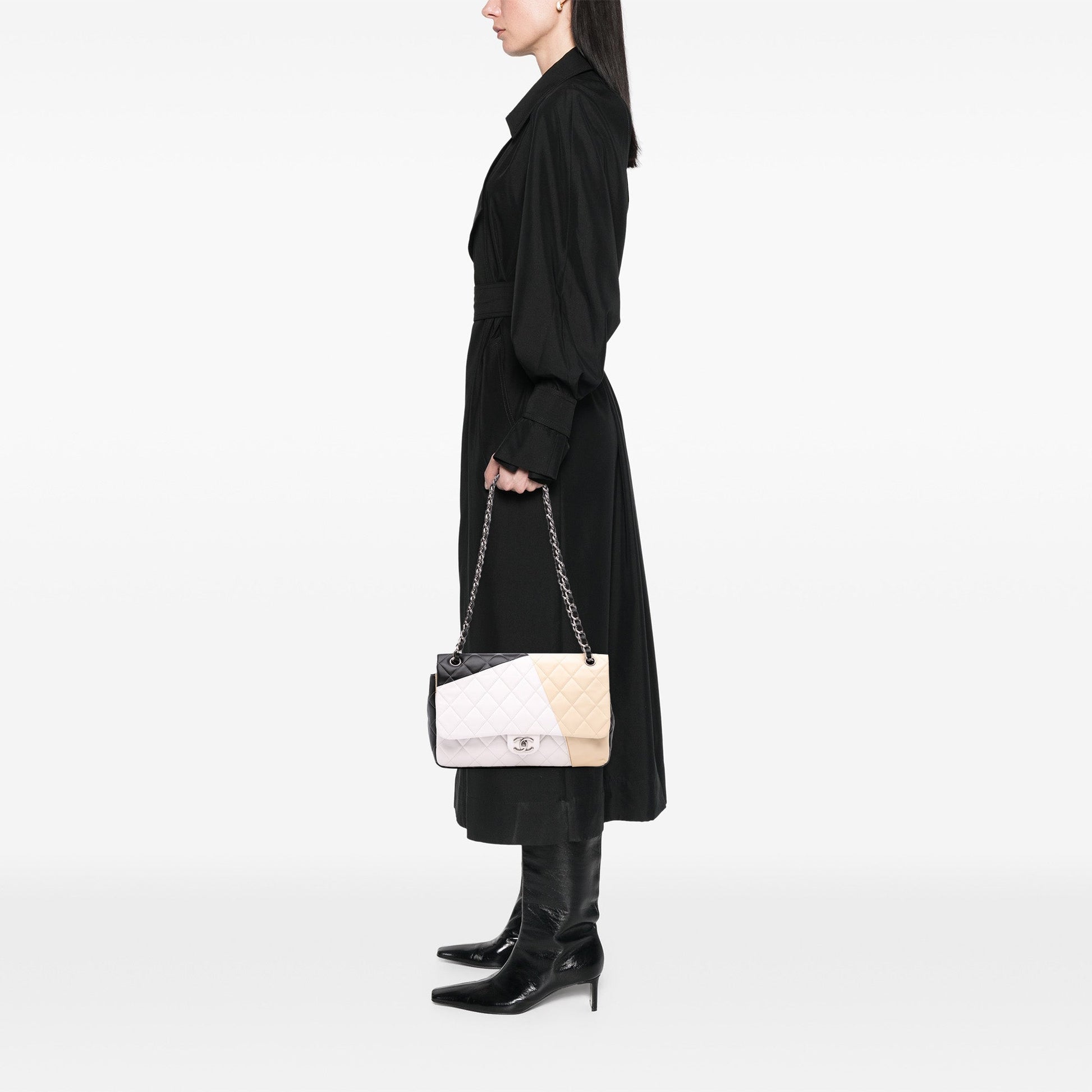 Chanel Jumbo Classic Tricolor Lambskin Colorblock Double Flap