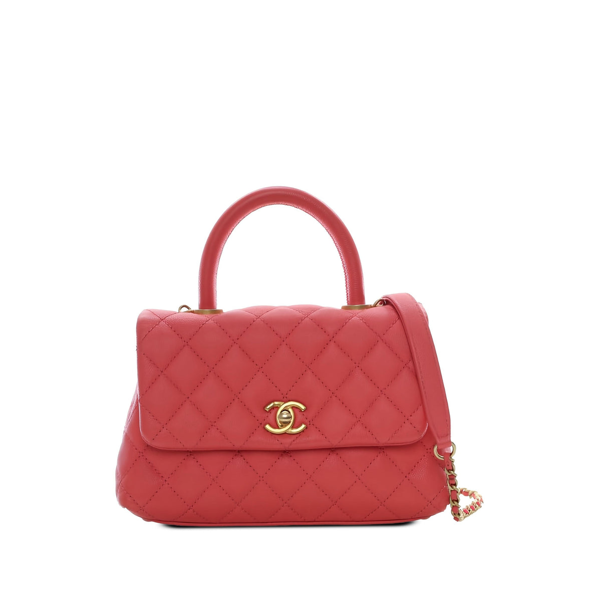Chanel Mini Quilted Caviar Coco Top Handle Bag — Pink