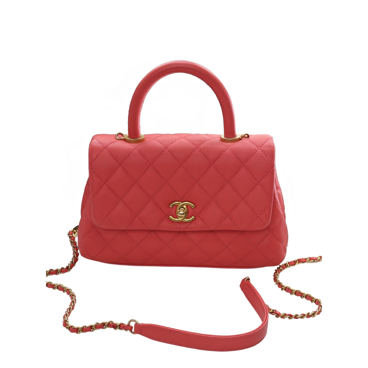 Chanel Mini Quilted Caviar Coco Top Handle Bag — Pink