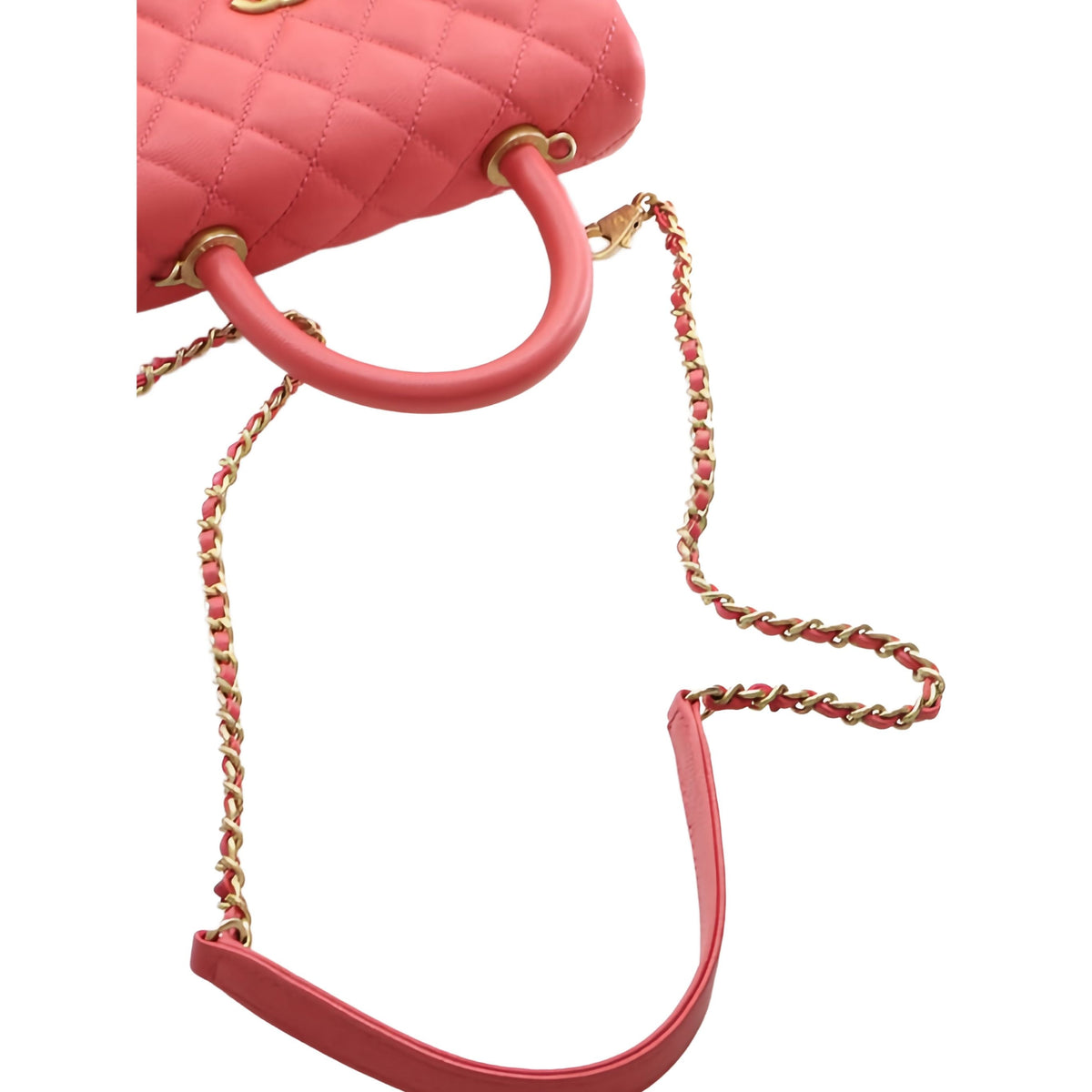 Chanel Mini Quilted Caviar Coco Top Handle Bag — Pink