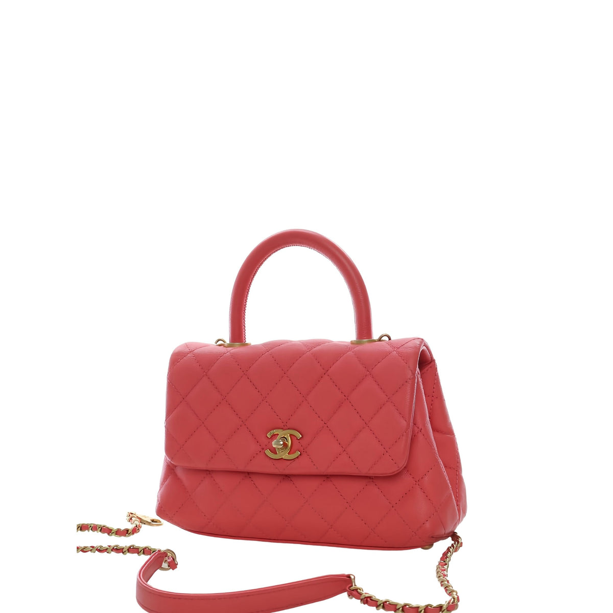 Chanel Mini Quilted Caviar Coco Top Handle Bag — Pink