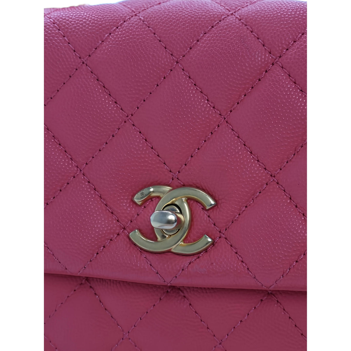 Chanel Mini Quilted Caviar Coco Top Handle Bag — Pink