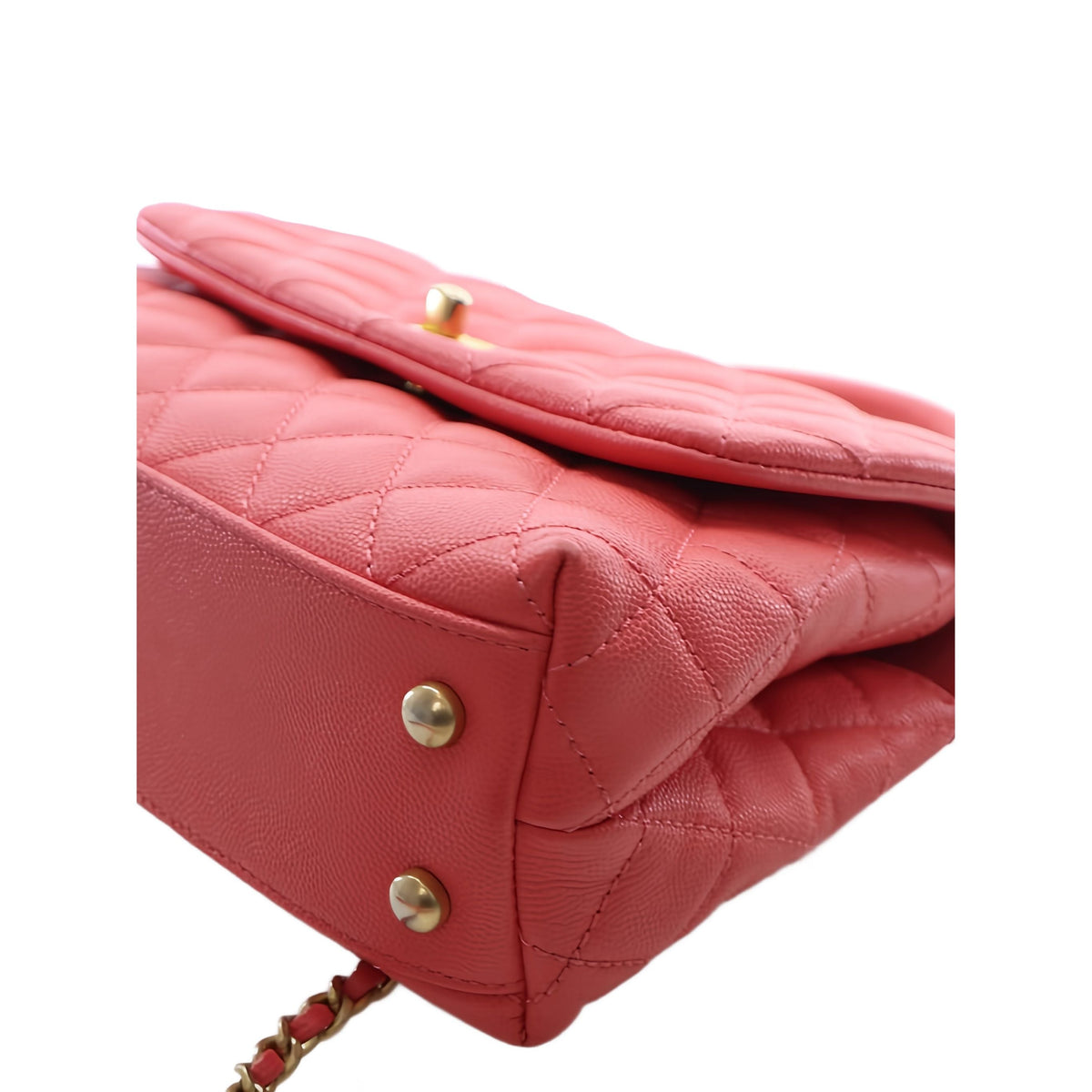 Chanel Mini Quilted Caviar Coco Top Handle Bag — Pink