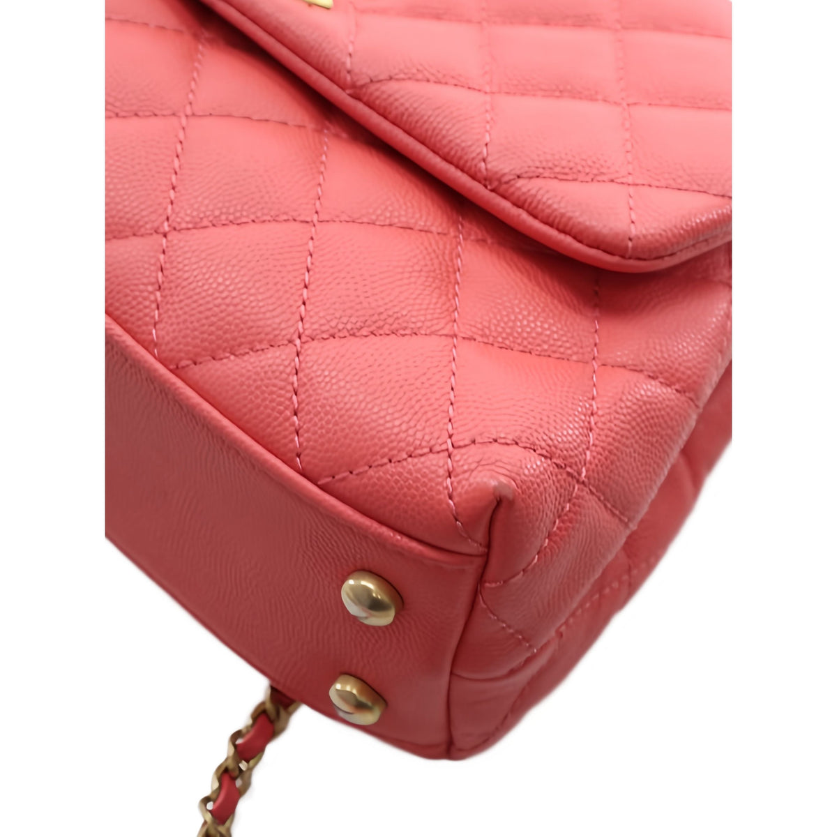 Chanel Mini Quilted Caviar Coco Top Handle Bag — Pink