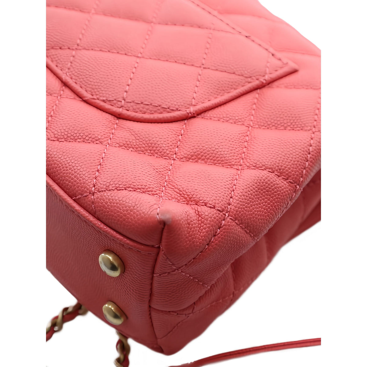 Chanel Mini Quilted Caviar Coco Top Handle Bag — Pink
