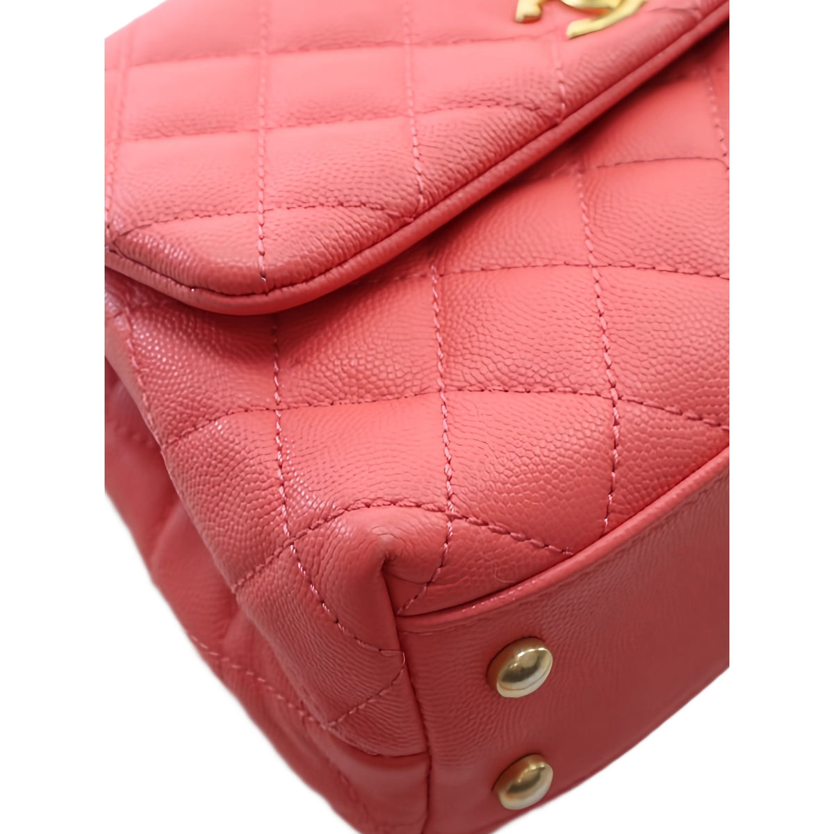Chanel Mini Quilted Caviar Coco Top Handle Bag — Pink