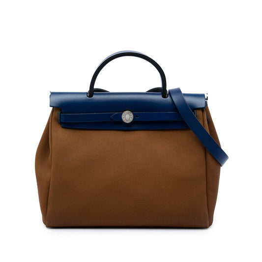Hermès Toile Herbag Zip Retourne Verso 31 — Blue