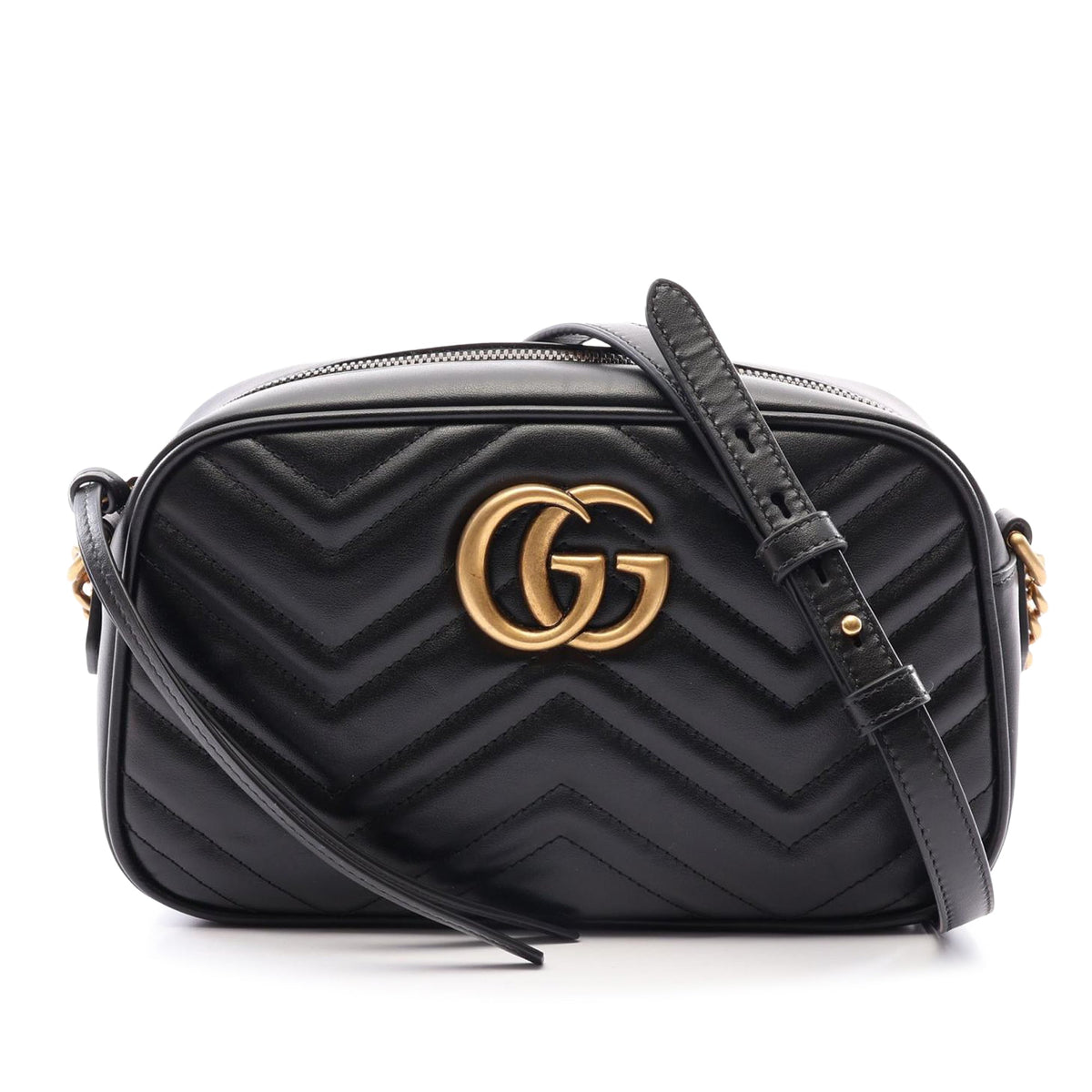 Gucci Small GG Marmont Matelasse Calfskin Crossbody — Black