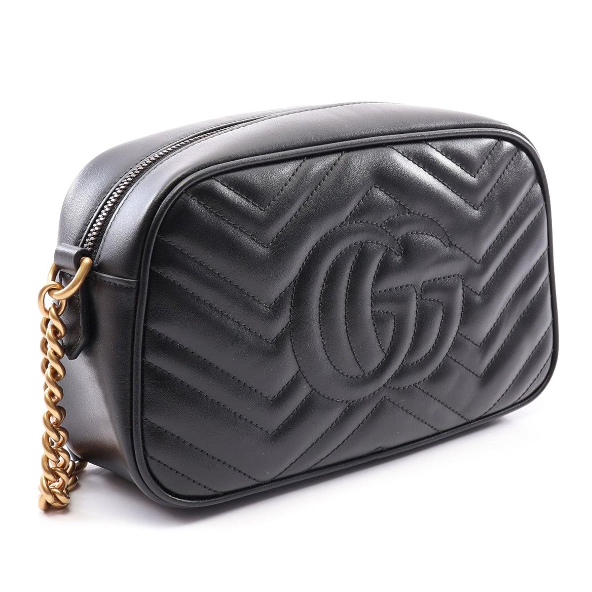 Gucci Small GG Marmont Matelasse Calfskin Crossbody — Black