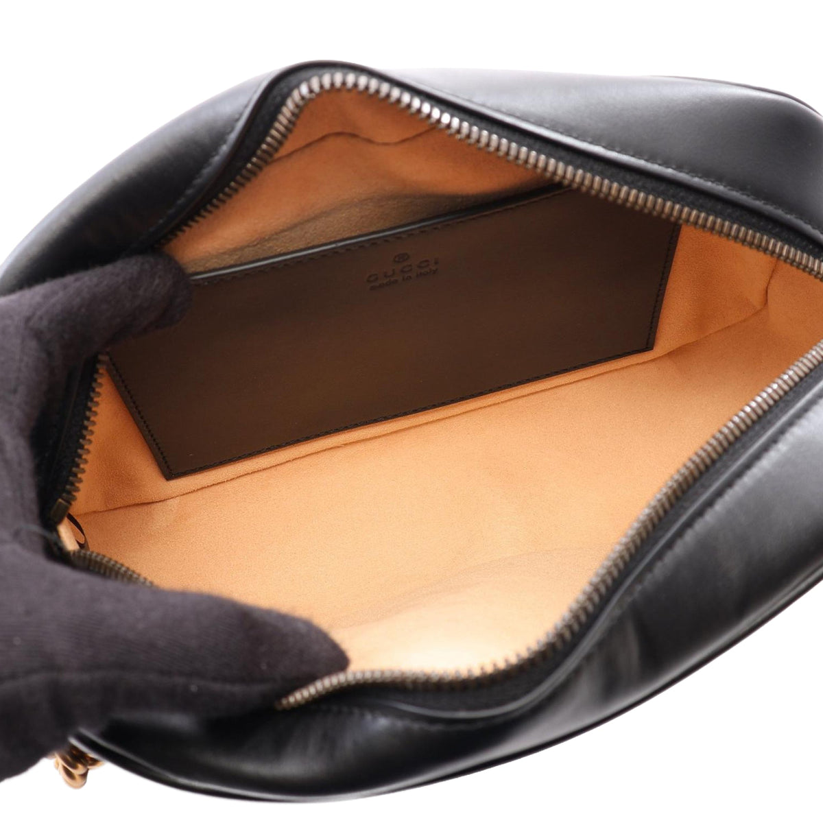 Gucci Small GG Marmont Matelasse Calfskin Crossbody — Black