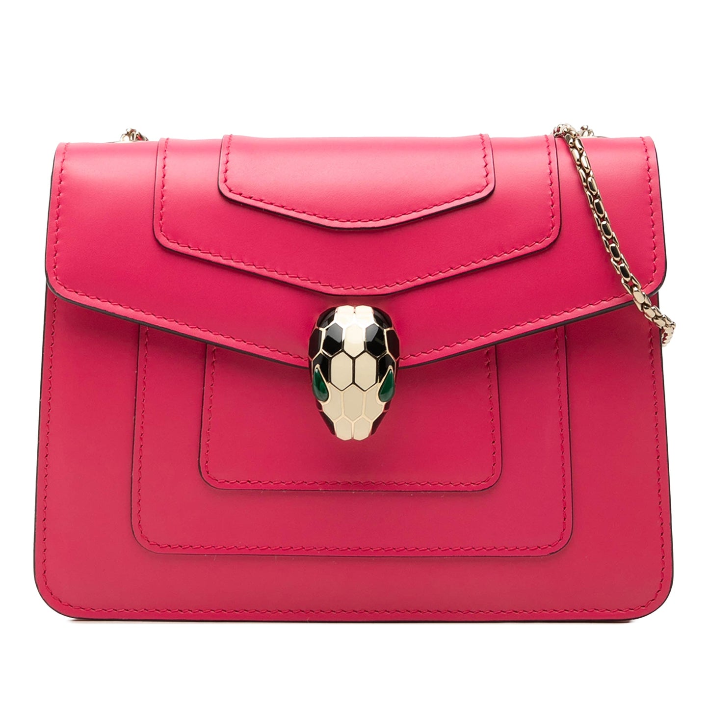 Bvlgari Small Leather Square Serpenti Forever Chain Crossbody